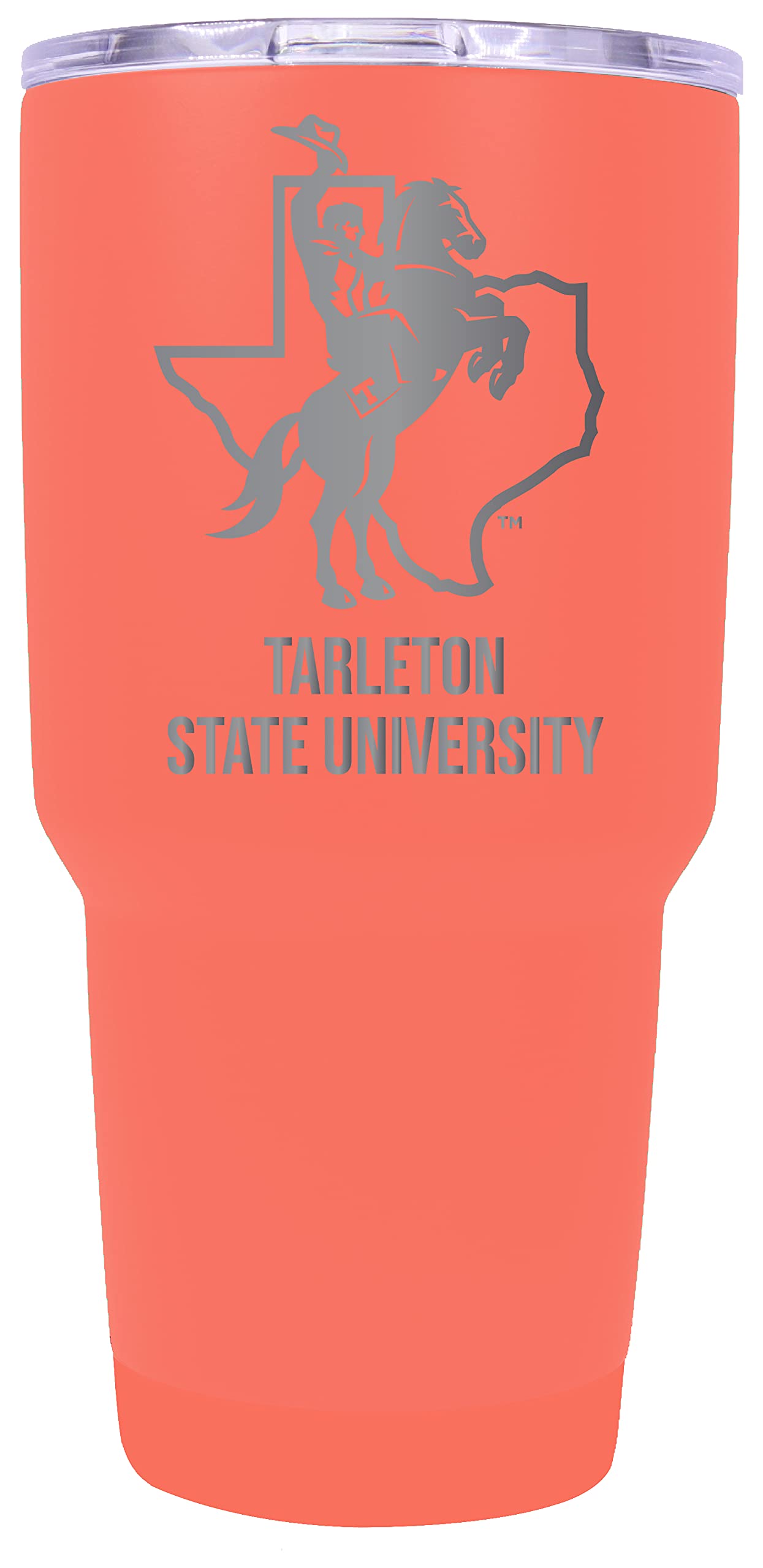 Tarleton State University 24oz Insulated Tumbler with Etched Design - Coral Double Wall Stainless Steel Cup | Keeps Drinks Hot/Cold for Hours | Perfect for College, Office, Gym & Outdoor Activities