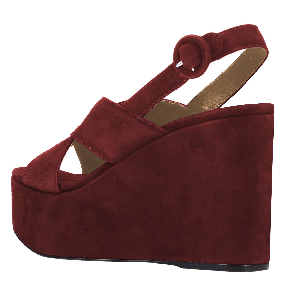 YDN Women's Wedge High Heel Sandals - Peep Toe Strappy Platform Pumps with Buckle for Party, Office & Dress Occasions | Comfortable Slingback Shoes for Women