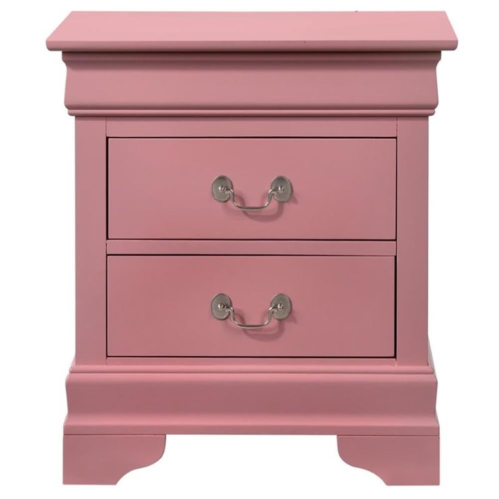 Pink Louis Phillipe 2-Drawer Nightstand - Elegant Bedside Table for Bedroom Decor | Glory Furniture for Home & Office Use
