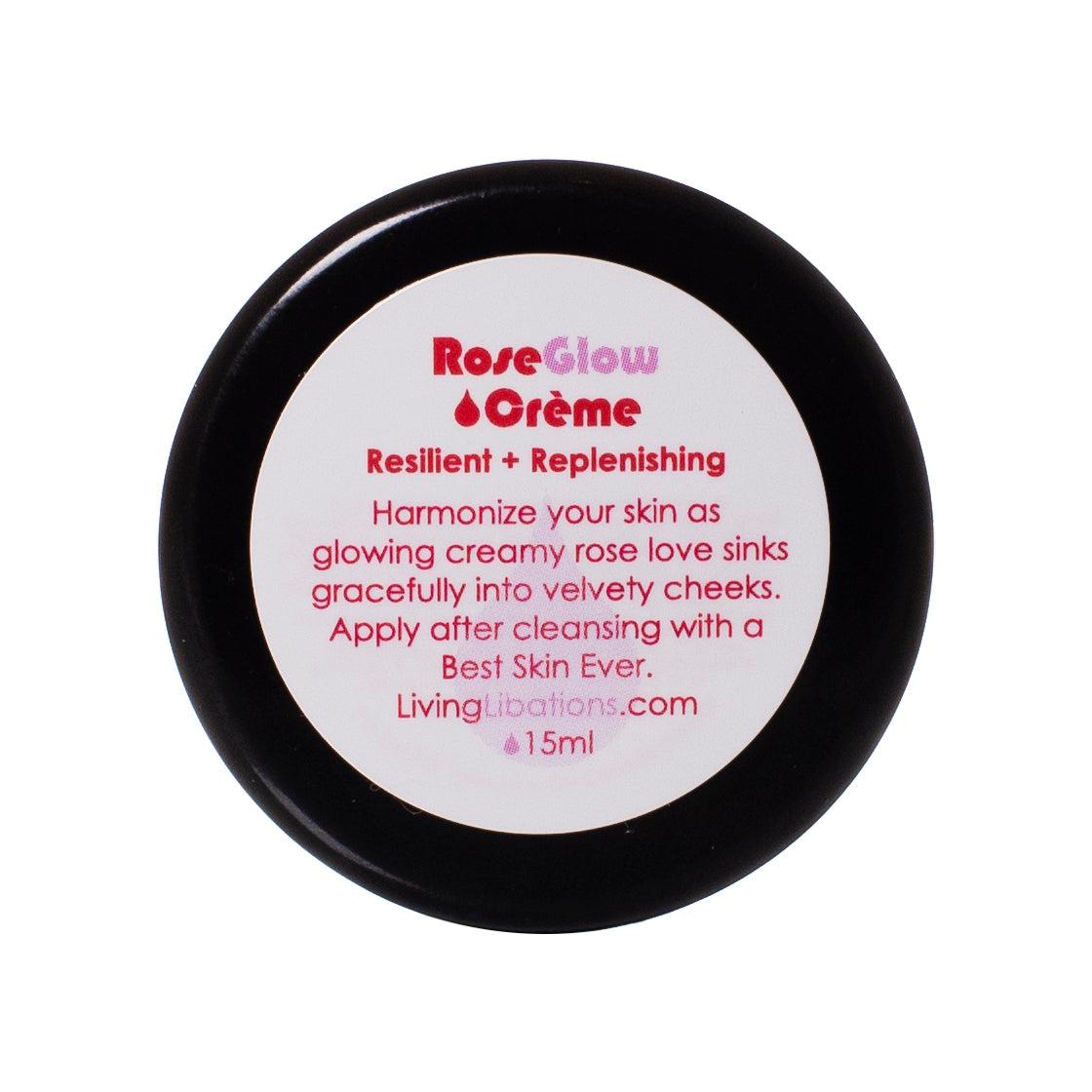 Living Libations Rose Glow Creme - Organic Facial Moisturizer for Dry & Sensitive Skin | Hydrating Rosehip Cream for Night & Day Use | Perfect for Anti-Aging & Skin Radiance