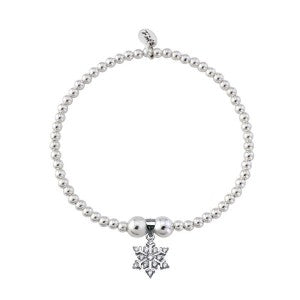 Sterling Silver Cubic Zirconia Snowflake Bracelet for Women - Elegant Christmas Gift, Holiday Party Jewelry, Winter Wedding Accessory