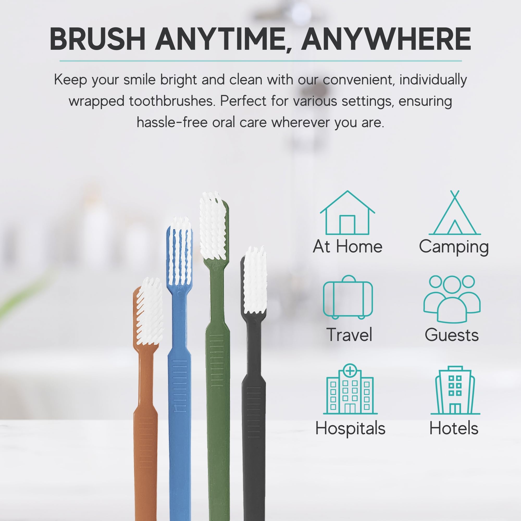 80 Individually Wrapped Pre-Pasted Disposable Toothbrushes with Built-in Toothpaste | Travel-Friendly Waterless Toothbrushes for Hotels, Camping, Airbnb Guests & Emergency Kits | Perfect for On-the-Go Oral Care