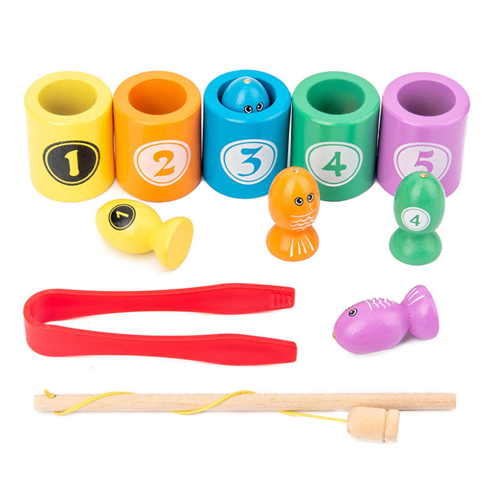 Cuteam Wooden Magnetic Fishing Game - Educational Parent-Child Interactive Toy for Kids, Perfect for Birthday Gifts and Family Game Nights