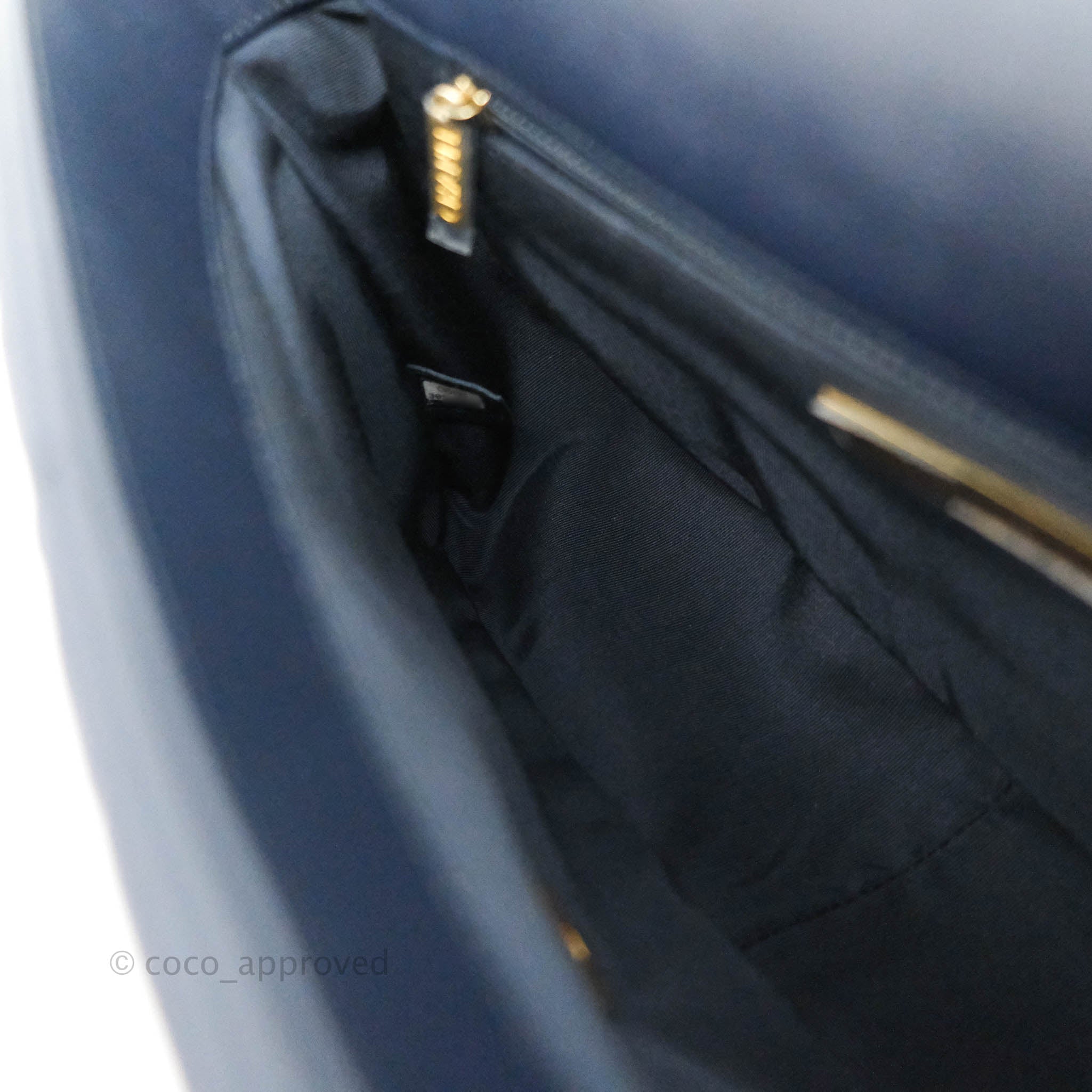 Chanel 19 Medium Flap Bag in Navy Goatskin Leather with Mixed Hardware - Perfect for Work, Travel & Evening Events