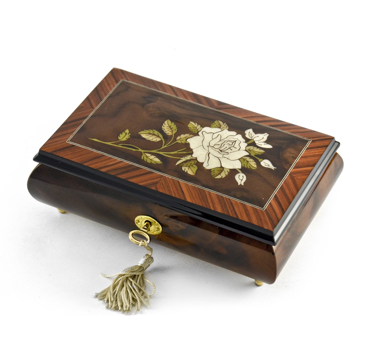 Elegant Single Stem White Rose Musical Jewelry Box with Multiple Song Options - Perfect Gift for Daughter, Birthday, Anniversary & Special Occasions