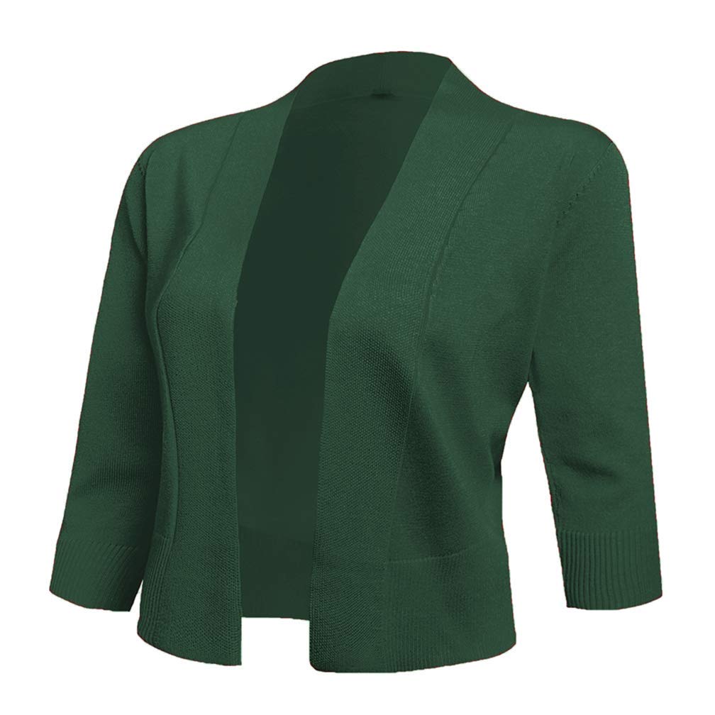 AAMILIFE Women's 3/4 Sleeve Cropped Cardigan Sweater - Lightweight Open Front Shrug for Dresses & Tops | Perfect for Spring, Fall & Layering Outfits