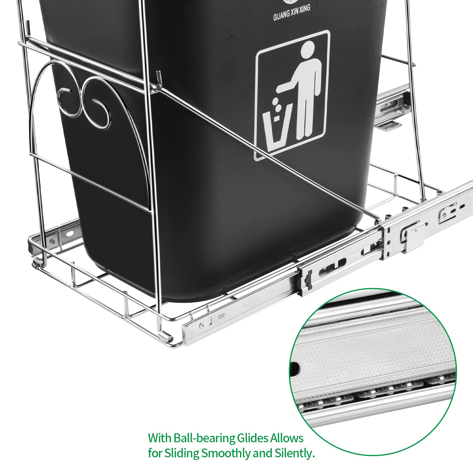 Ormeli Pull Out Trash Can Under Cabinet - Adjustable Slide-Out Garbage Shelf for Kitchen, Roll-Out Waste Bin Rack Under Sink/Pantry (Trash Can Not Included) | Perfect for Small Kitchens & Space Saving Storage Solutions