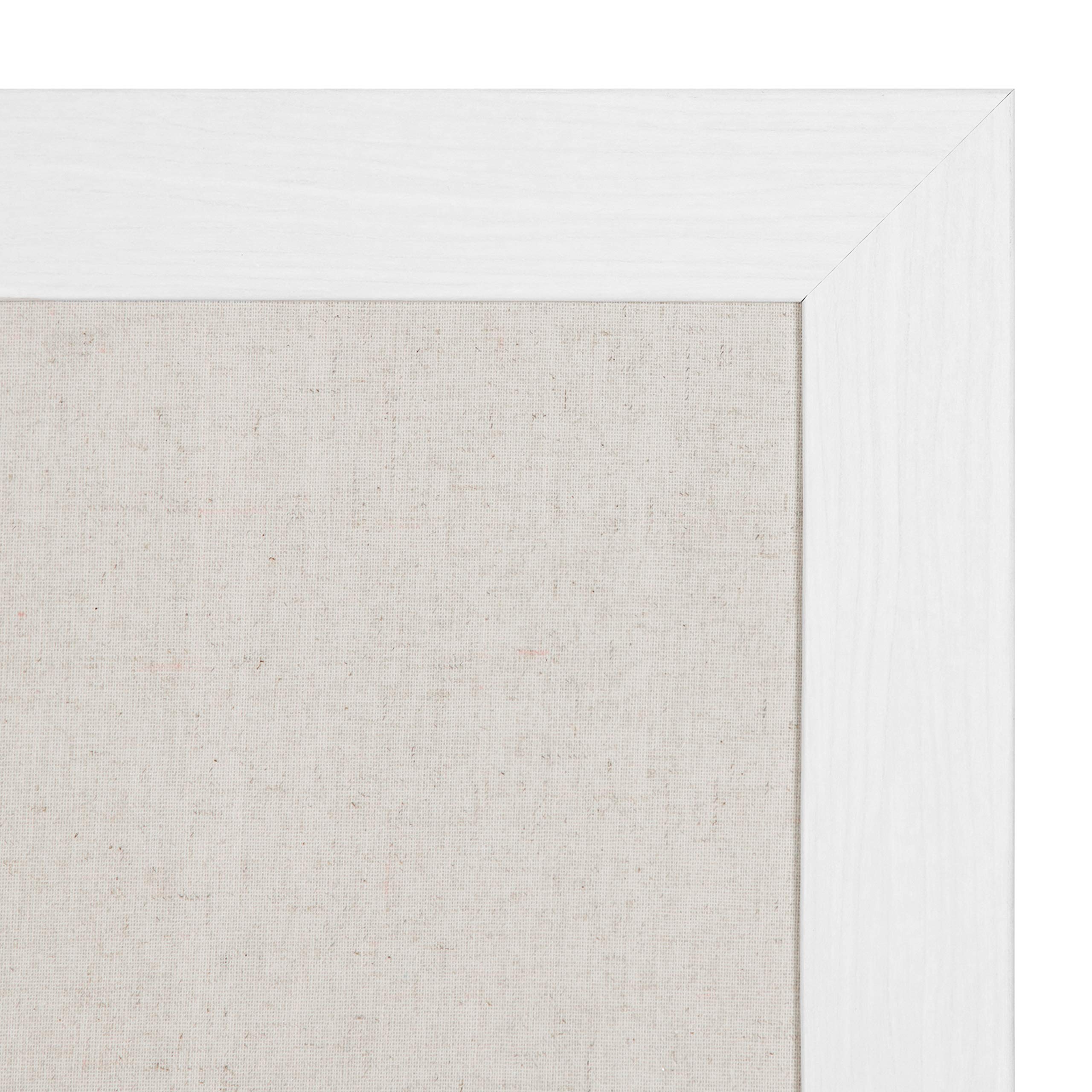 DesignOvation Beatrice Framed Linen Fabric Pinboard - 27x43 Inch White Rustic Coastal Memo Board for Home Office & Kitchen Organization - Perfect for Notes, Photos & Wall Decor