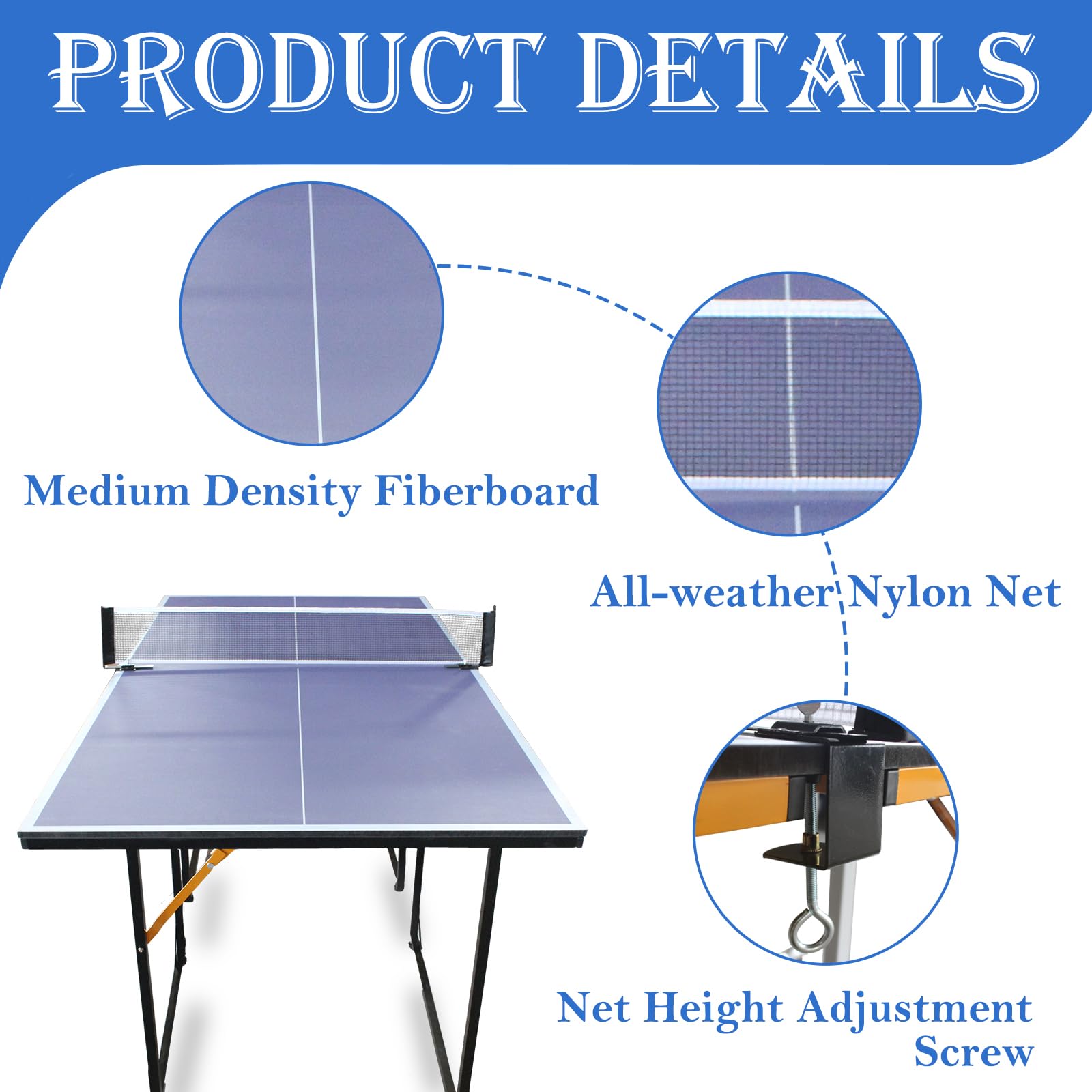 Foldable & Portable Table Tennis Set - Indoor/Outdoor Ping Pong Table with Net & Paddles | Perfect for Backyard, Garage, Office & Family Game Night
