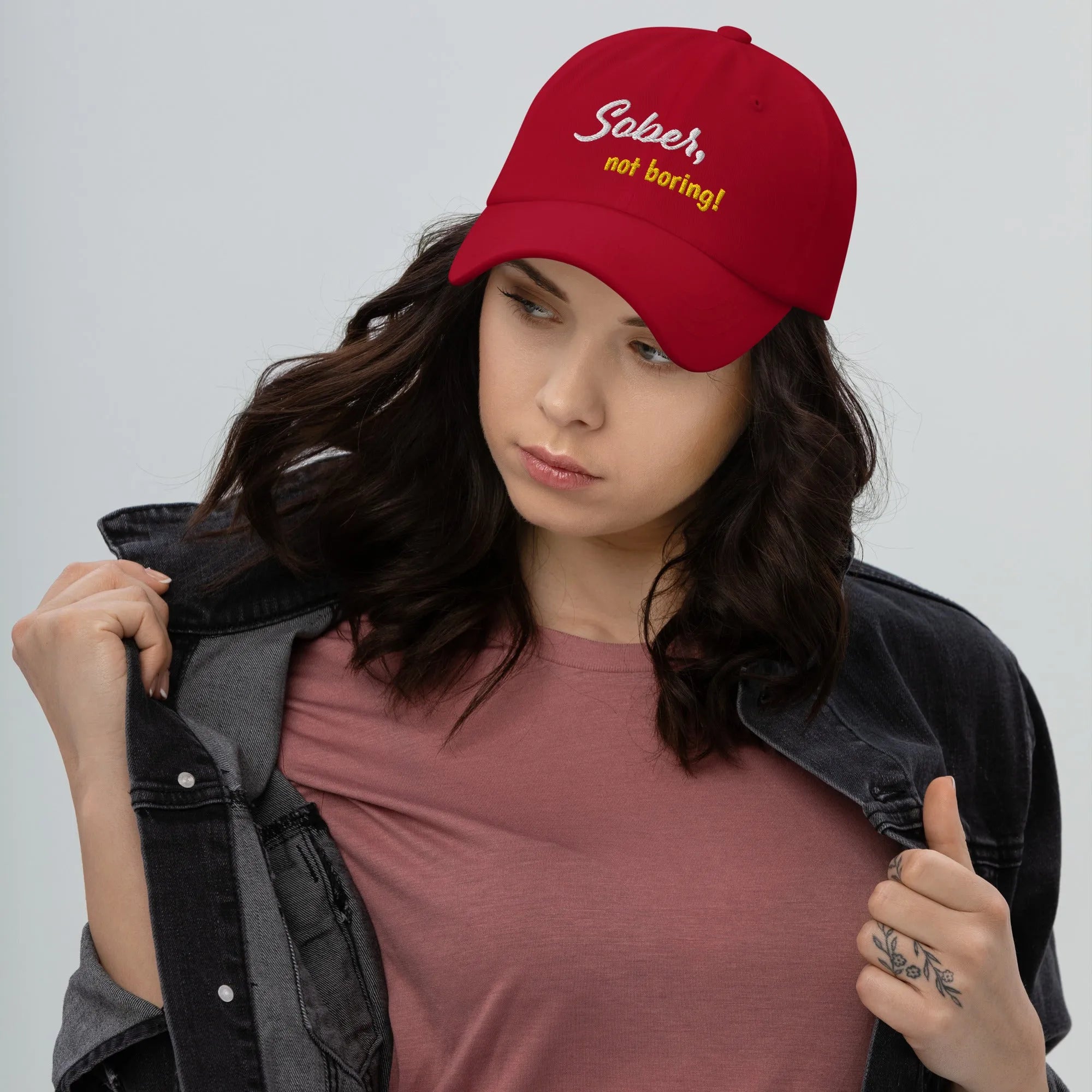 Sober Not Boring Embroidered Dad Hat - Stylish Unisex Baseball Cap for Men & Women - Perfect for Outdoor Activities, Sports, and Casual Wear