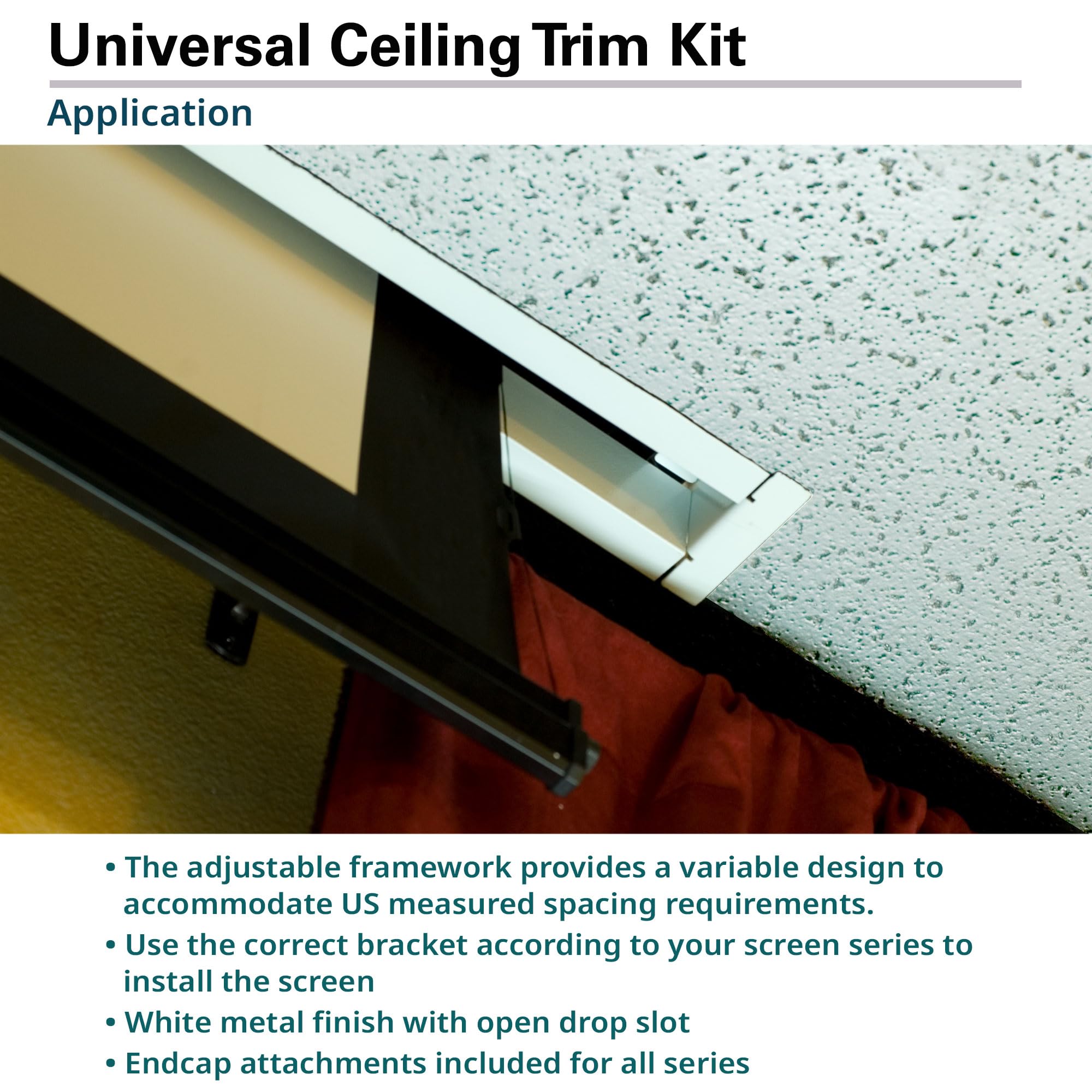 Elite Screens Universal Ceiling Trim Kit for Hidden In-Ceiling Projector Screen Installation - ZCU4 - Perfect for Home Theater and Commercial AV Setups