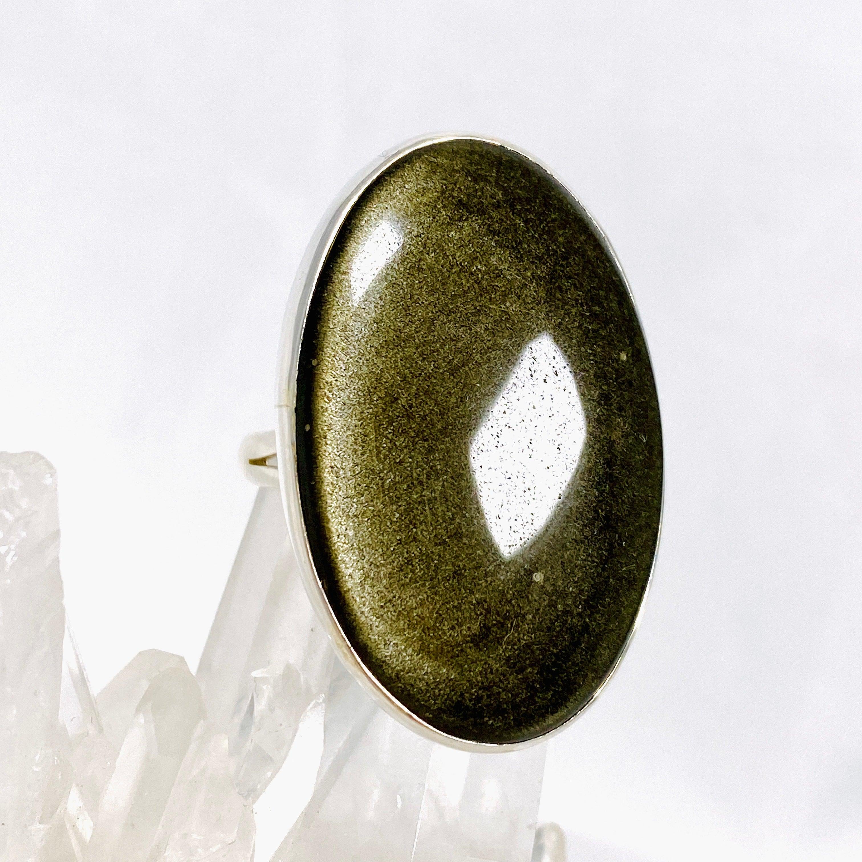 Goldsheen Obsidian Oval Ring - Size 11, KRGJ2920 - Elegant Jewelry for Women, Perfect for Weddings, Parties & Special Occasions