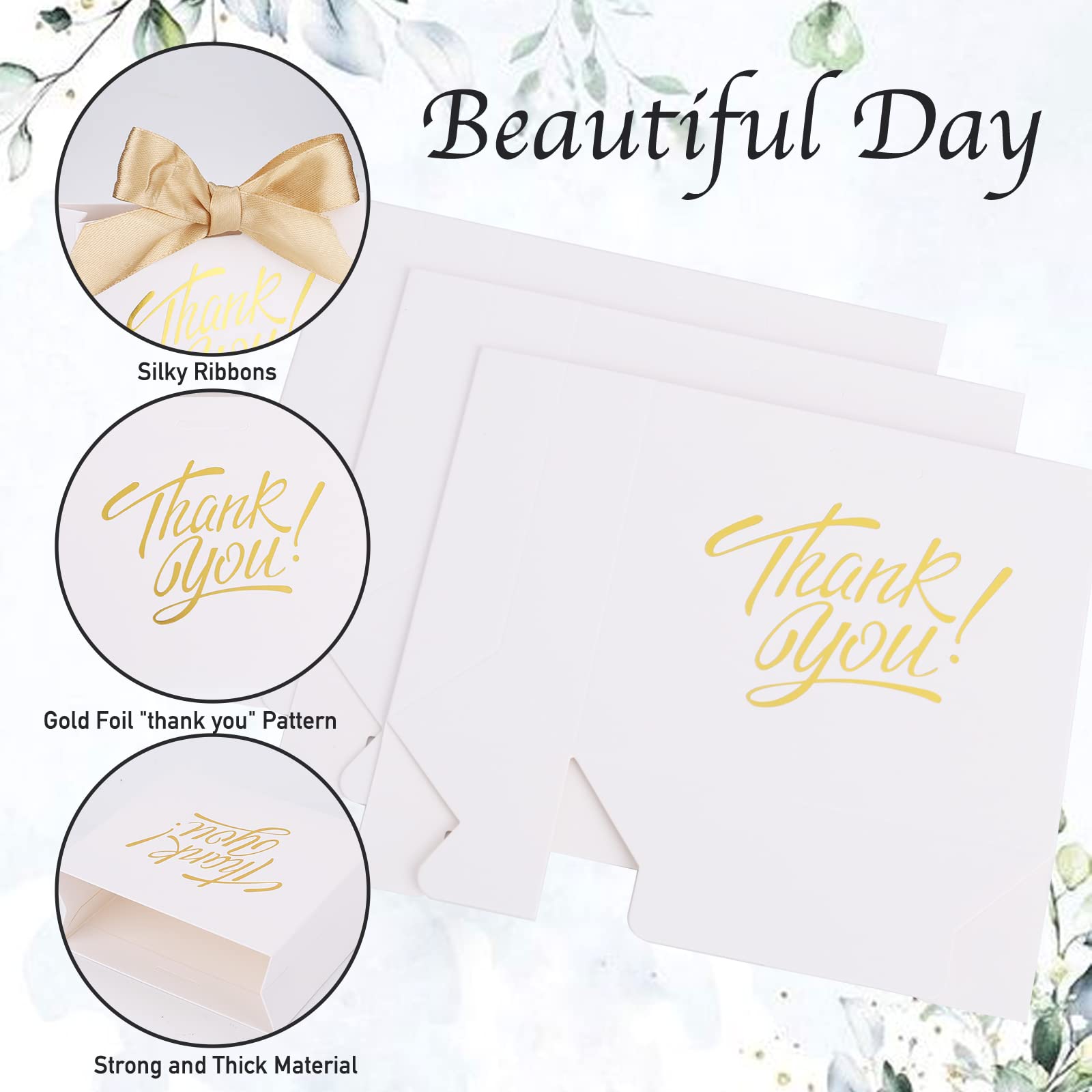 KPOSIYA 50 Pack Small White Gift Bags with Bow Ribbon, 4.5x1.8x3.9 Inches Thank You Bags for Wedding, Baby Shower, Birthday Party Favors, Bridal Gifts, Candy & Treat Packaging - Perfect for Party Decorations and Special Occasions