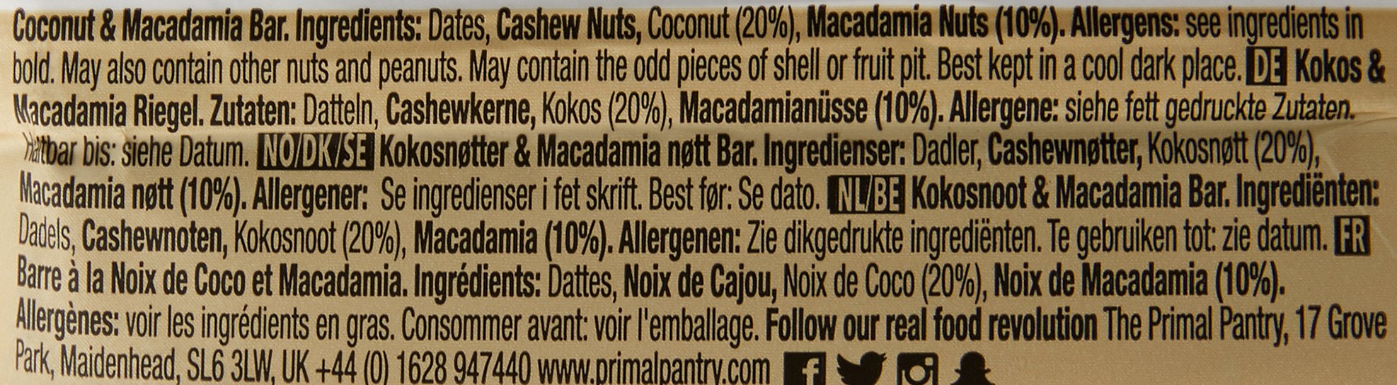 Organic Paleo Energy Bars with Coconut & Macadamia - Gluten Free, Keto Friendly Snack, 45g - Perfect for Hiking, Workouts & Healthy On-the-Go Breakfast