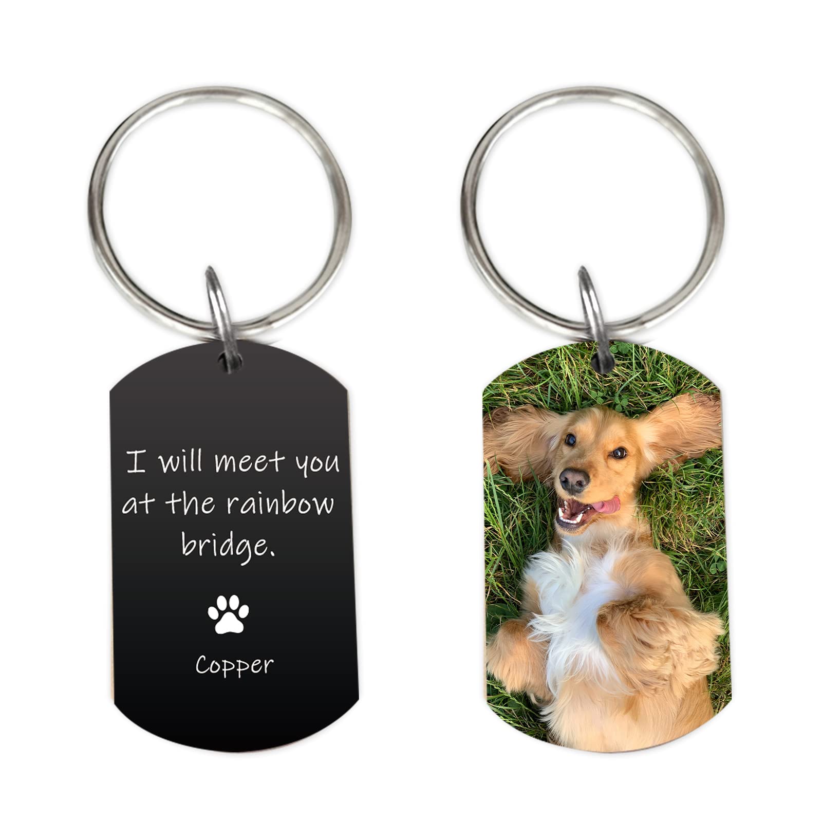 Custom Photo Keychain - Personalized Pet Memorial Gift for Loss & Sympathy | Engraved Pet Bereavement Keepsake - Perfect for Dog, Cat Memorials & Remembrance Gifts