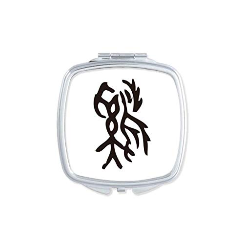 DIYthinker Chinese Zodiac Rooster Mirror - Portable Compact Double-Sided Glass Makeup Mirror with Bone Inscriptions (Ideal for Travel, Home Vanity & Gift Giving)