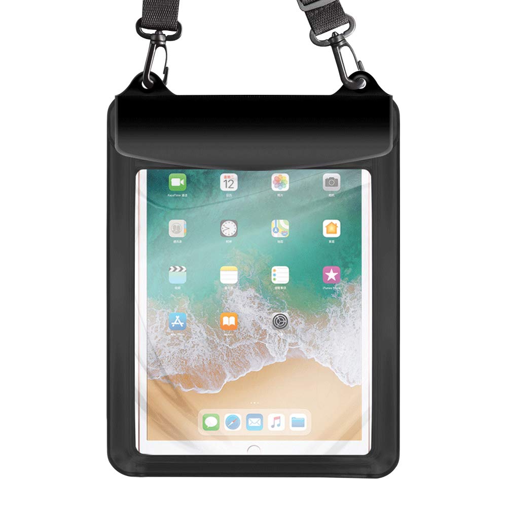 **Universal Waterproof Tablet Case - Dry Bag for iPad 10.2/9.7, iPad Pro 11/10.5, iPad Air, Samsung Galaxy Tab, Surface Go & More - Perfect for Swimming, Boating & Outdoor Adventures (Black)**