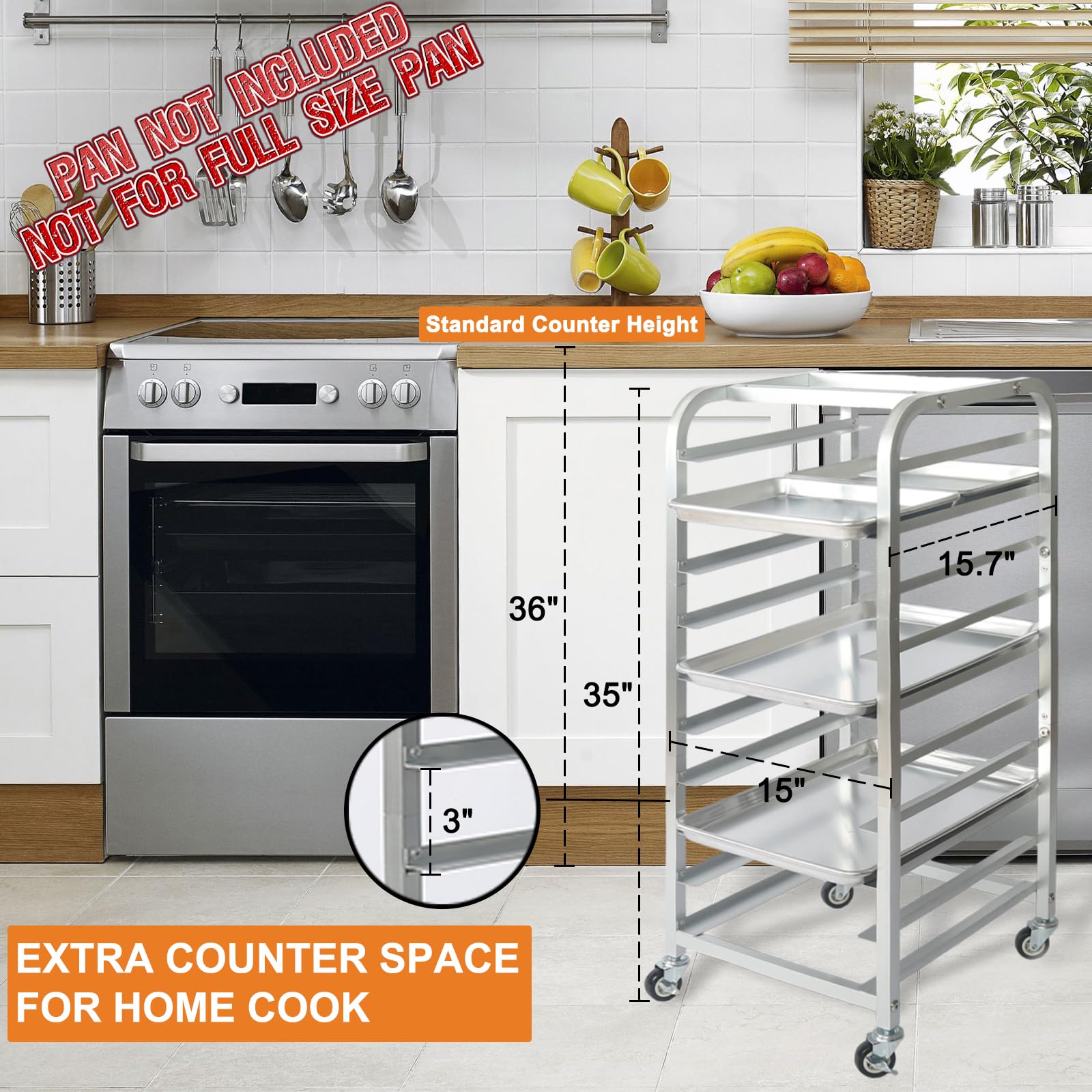 10-Tier Half Sheet Bakery Rack with Wheels - Heavy Duty Commercial Bread Cooling Rack for 1/2 & 1/4 Sheet Pans - Perfect for Bakeries, Restaurants, and Home Baking - Ideal for Bread, Pastries, Candles, and Soap Making