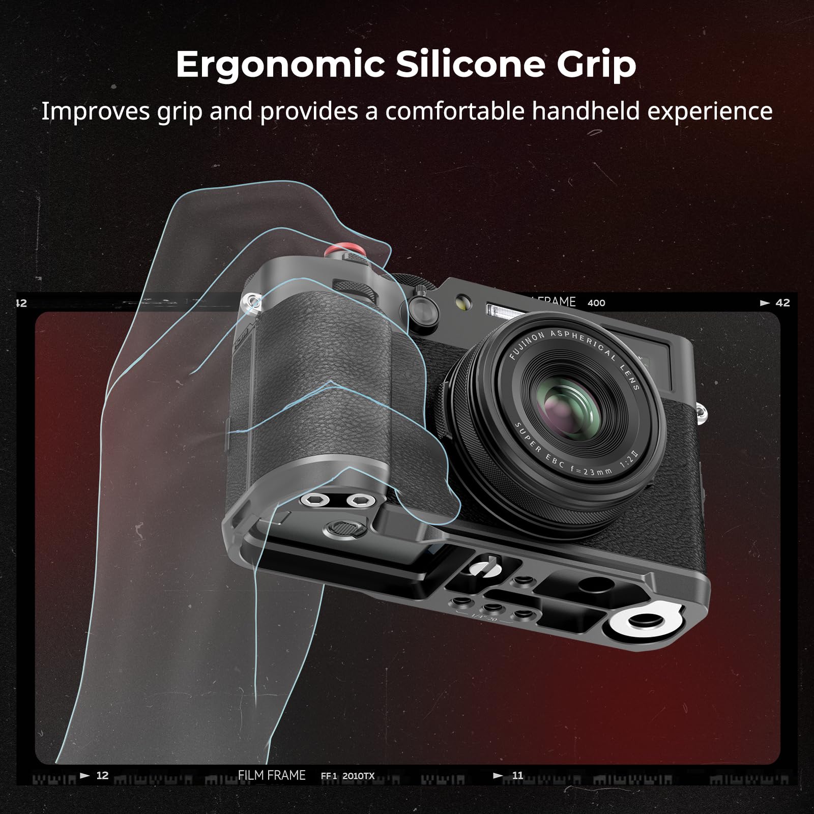 SmallRig X100VI / X100V L-Shape Handgrip with Quick Release Arca Plate - Lightweight Silicone Side Handle, Shutter Button & Hot Shoe Cover for FUJIFILM X100VI / X100V Cameras (Black) - Perfect for Travel, Street & Portrait Photography - Model 4556