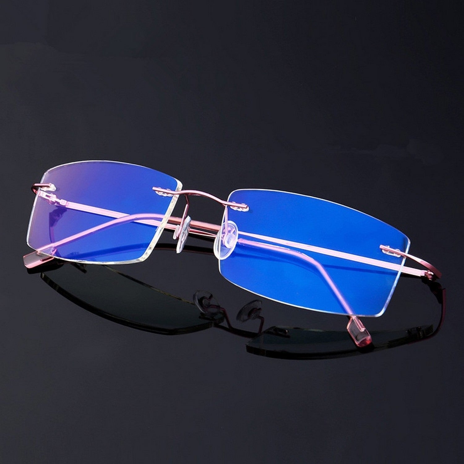 Stylish Rimless Blue Light Blocking Glasses for Men & Women - Anti Eye Strain Computer & Gaming Glasses for Office Work & Screen Time Protection