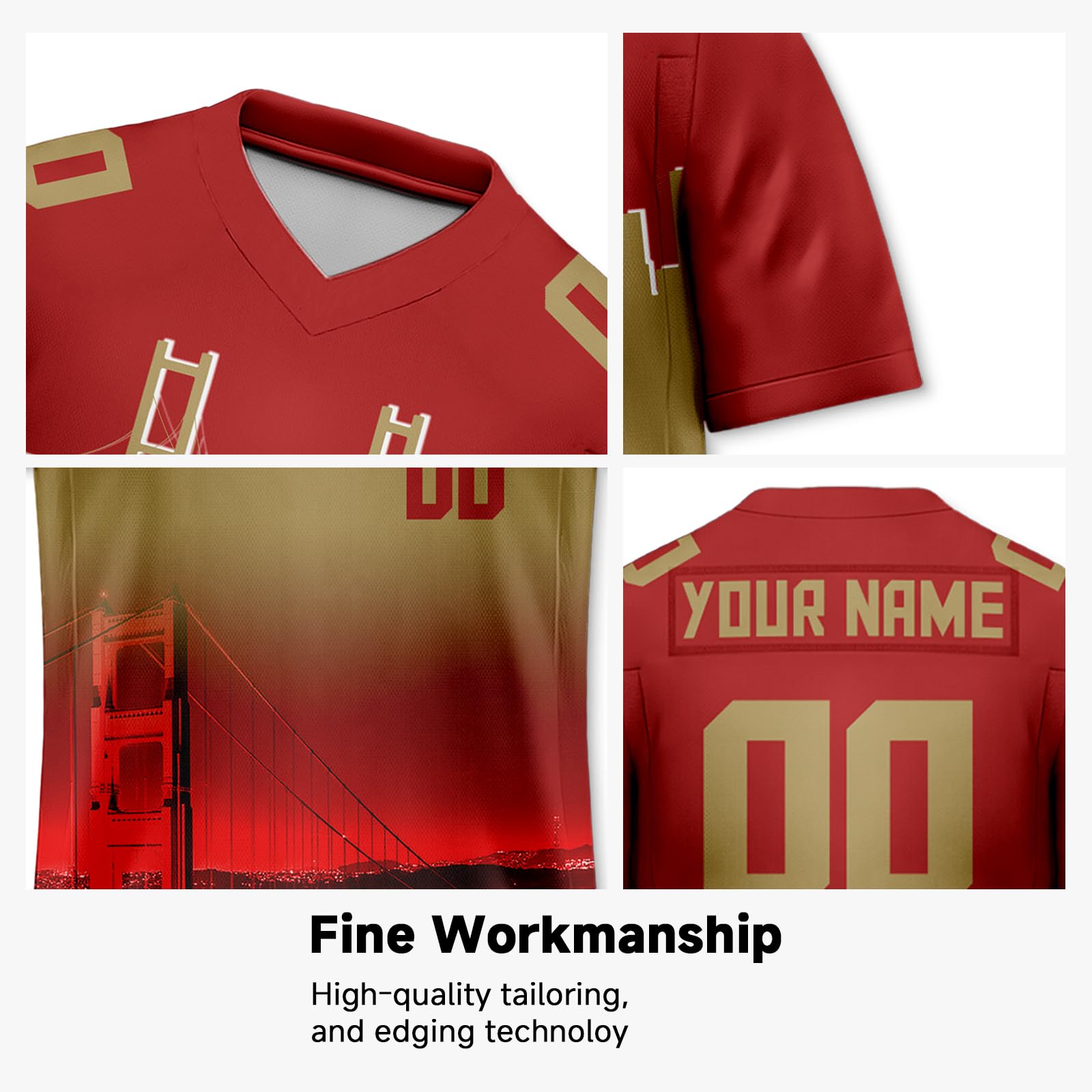 Custom Personalized Football Jersey with City Night Skyline Design - Men, Women & Youth Sports Apparel - Add Name & Number for Game Day, Fan Events & Team Support