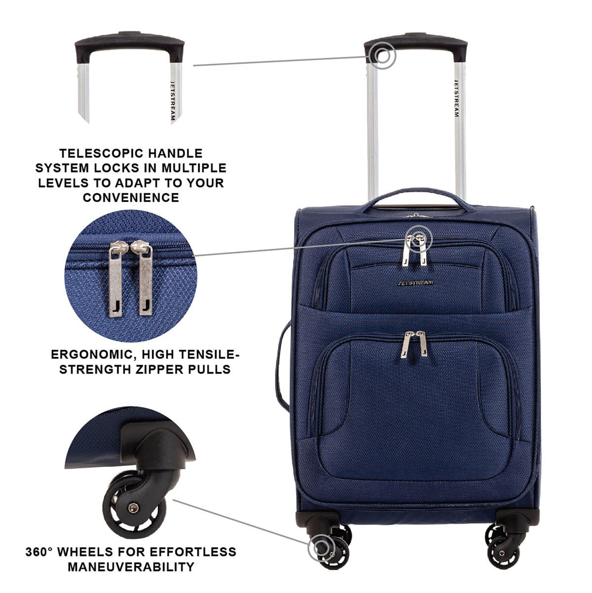 Jetstream 20 Inch Lightweight Spinner Luggage - TSA Approved Carry On Suitcase with 360° Wheels for Business Travel & Weekend Getaways