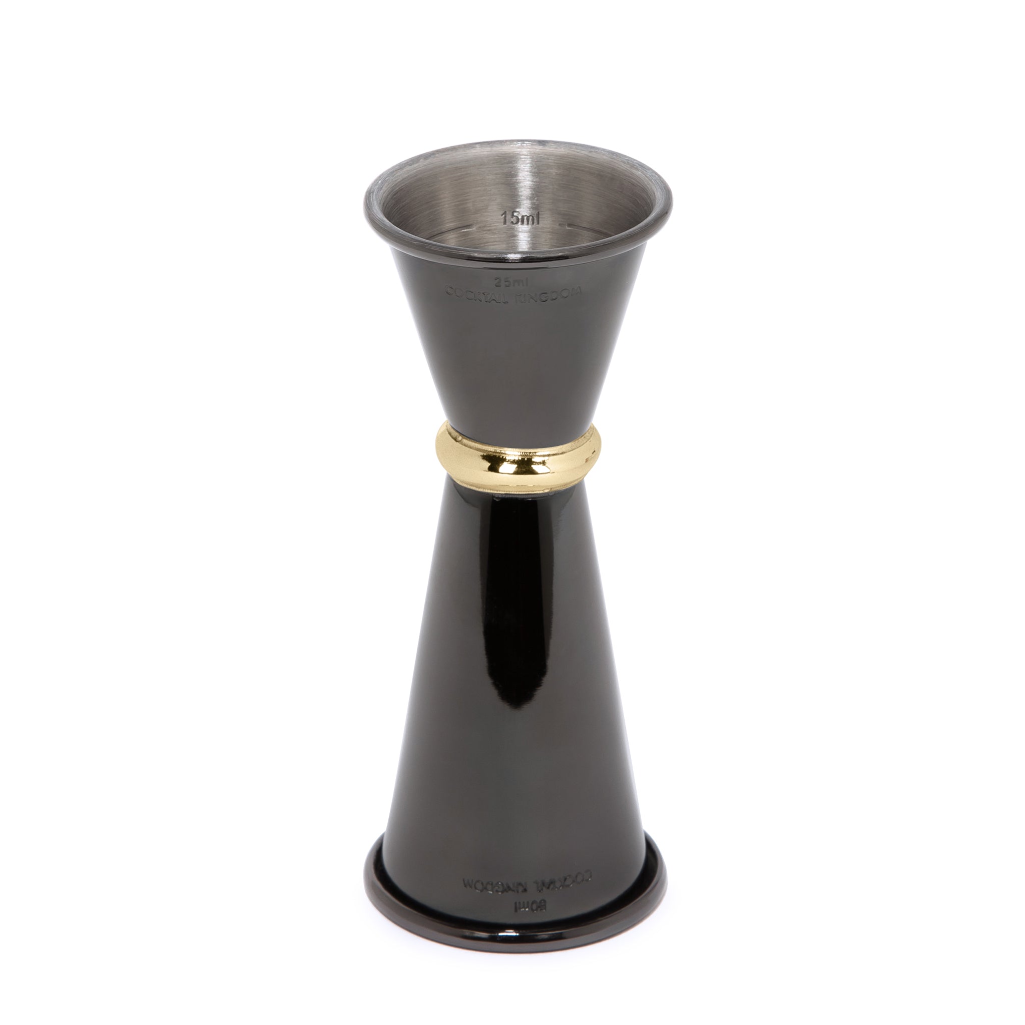 Premium Japanese Style Jigger - Gunmetal Black & Gold Plated Ring - 25ml & 50ml Measuring Cup - Perfect for Cocktail Making, Home Bar & Professional Bartending