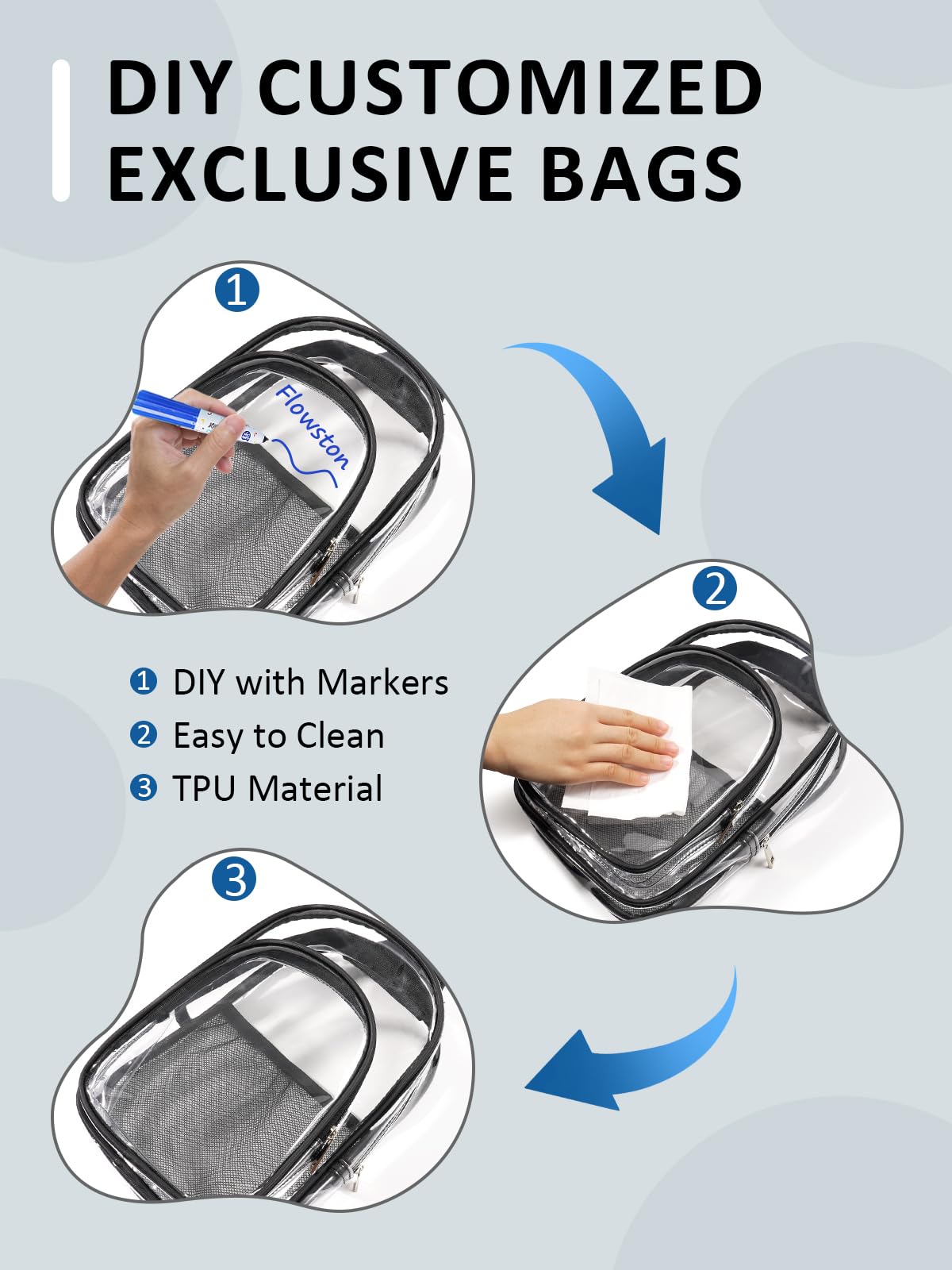 3 Pockets Clear Crossbody Sling Bag - Approved for Stadium Events, Concerts & Travel - Waterproof Fanny Pack Purse for Women & Men - Perfect for Sports Games, Music Festivals & Airport Security