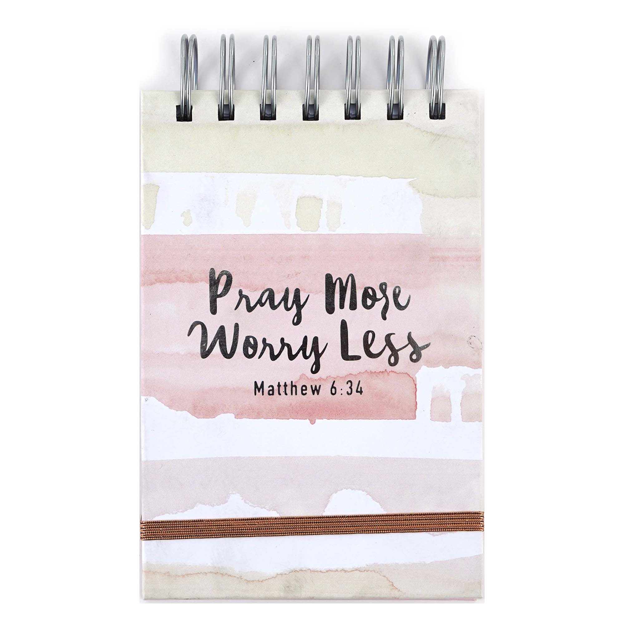 150-Sheet Top Spiral Chunky Spiral Notepad - Religious Pray More Watercolor Design, 6