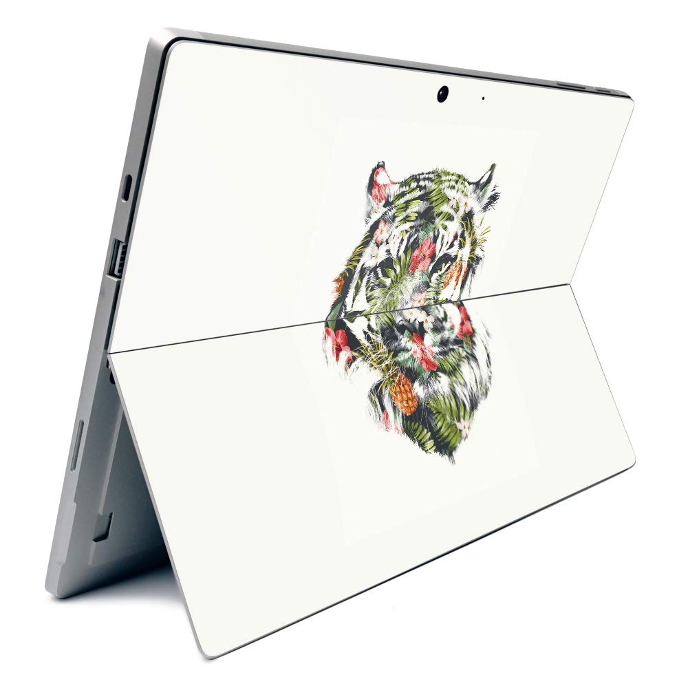MightySkins Carbon Fiber Skin for Microsoft Surface Pro 7 - Jungle Tiger Pattern | Textured Protective Cover | Easy to Apply & Remove | Made in USA | Perfect for Work, School & Travel Protection