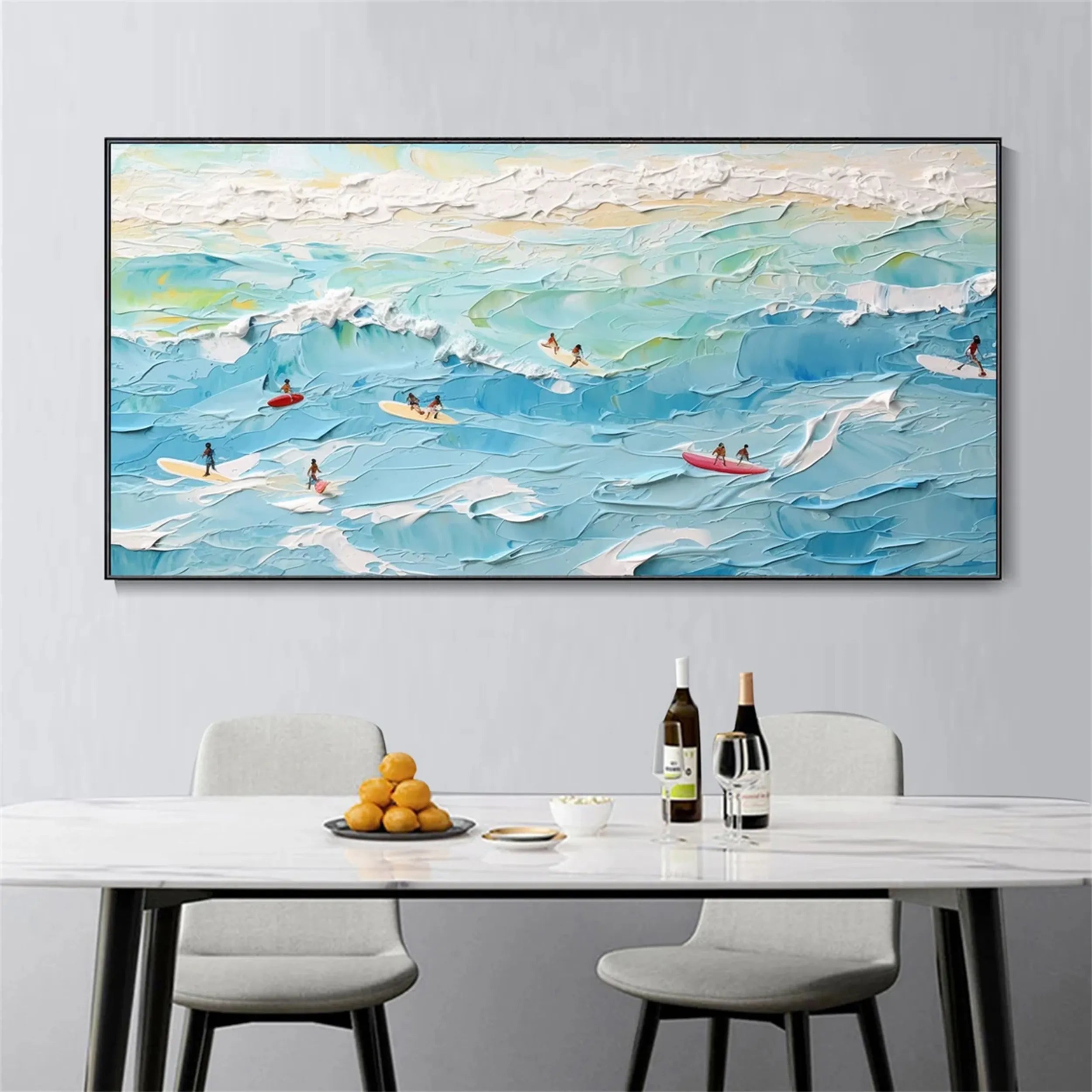 Seascape and Snowy Peak Landscape Painting - Premium Wall Art Decor #SP014 - Perfect for Living Room, Bedroom & Office