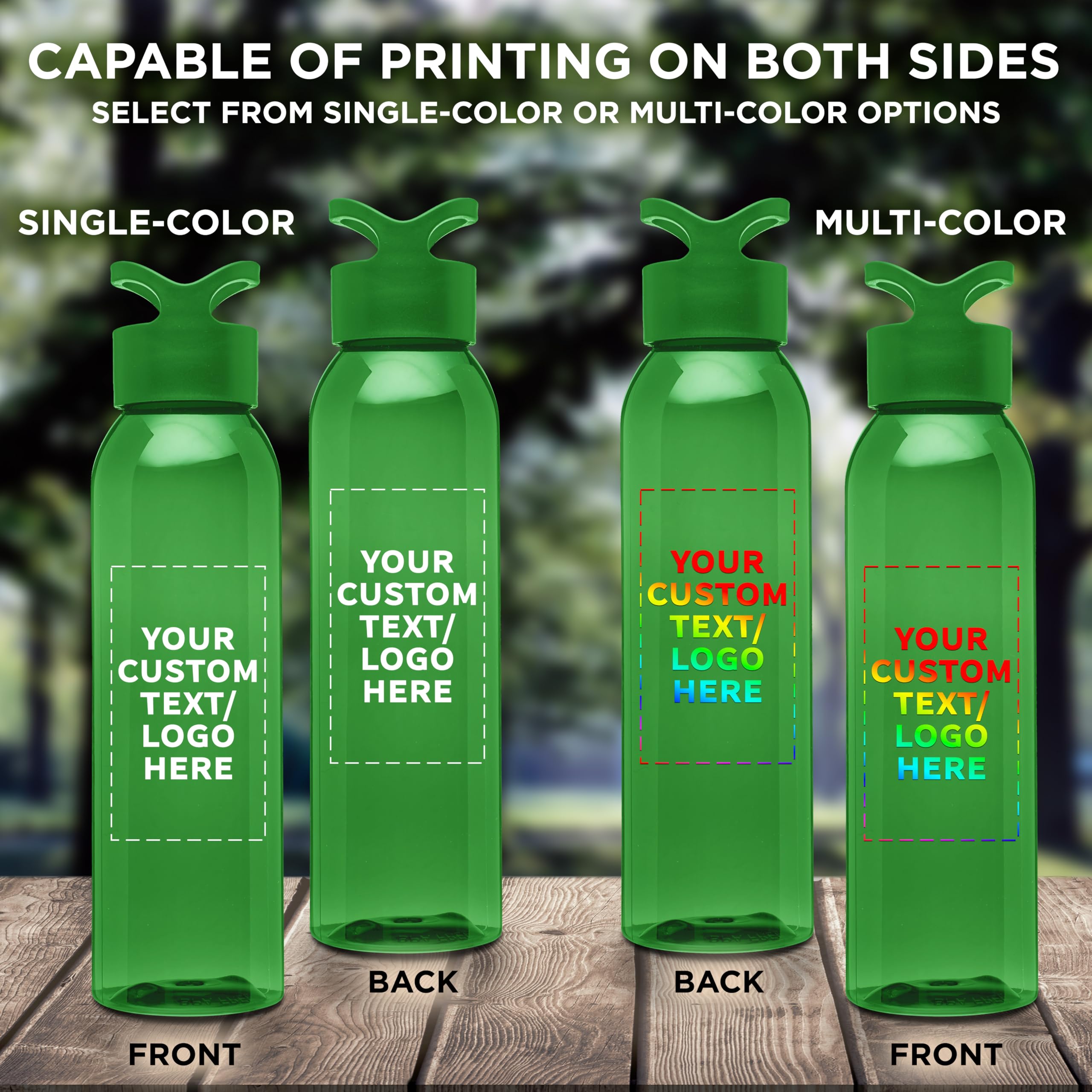 Custom 22oz Tritan Plastic Water Bottles - Bulk Pack of 50 - Personalized with Text/Logo - Reusable Gym & Sports Water Bottle - Lime Green - Perfect for Team Sports, Corporate Gifts & Fitness Enthusiasts