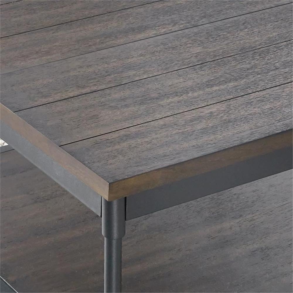 Bowery Hill Modern Smokey Oak & Black Metal End Table - Stylish Nightstand for Living Room, Bedroom, or Office