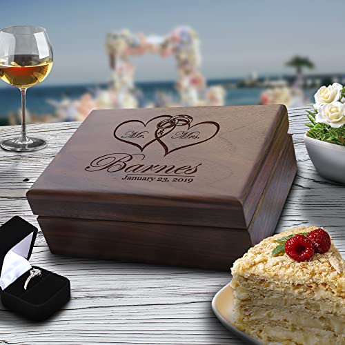 Personalized Wedding Memory Box - Custom Engraved Keepsake Gift for Couples, Anniversary Proposal Box for Newlyweds - Romantic Wooden Memento Box for Wedding, Engagement & Anniversaries - Perfect for Storing Rings, Photos & Special Memories