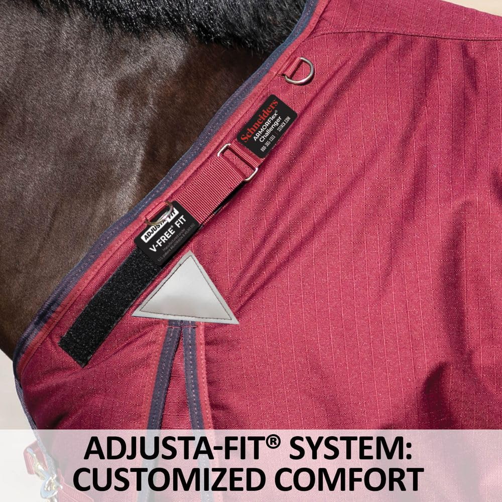 Challenger II Adjusta-Fit Bellyband Horse Blanket - Waterproof Winter Turnout Blanket with Wither Relief for Optimal Fit | Ideal for Cold Weather Riding, Stable Use & Outdoor Turnout Protection