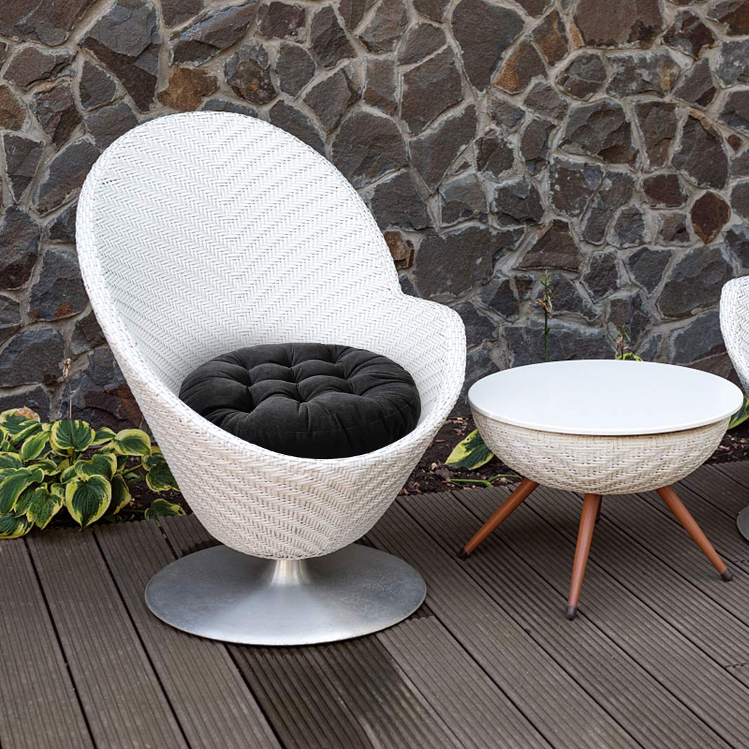 Tiita Round Seat Cushion Set of 2 - 22 Inch Hanging Chair & Floor Cushions - Indoor/Outdoor Throw Pillows (Black, 22x22x4 Inches) - Perfect for Patio, Garden, Living Room & Hammock Relaxation