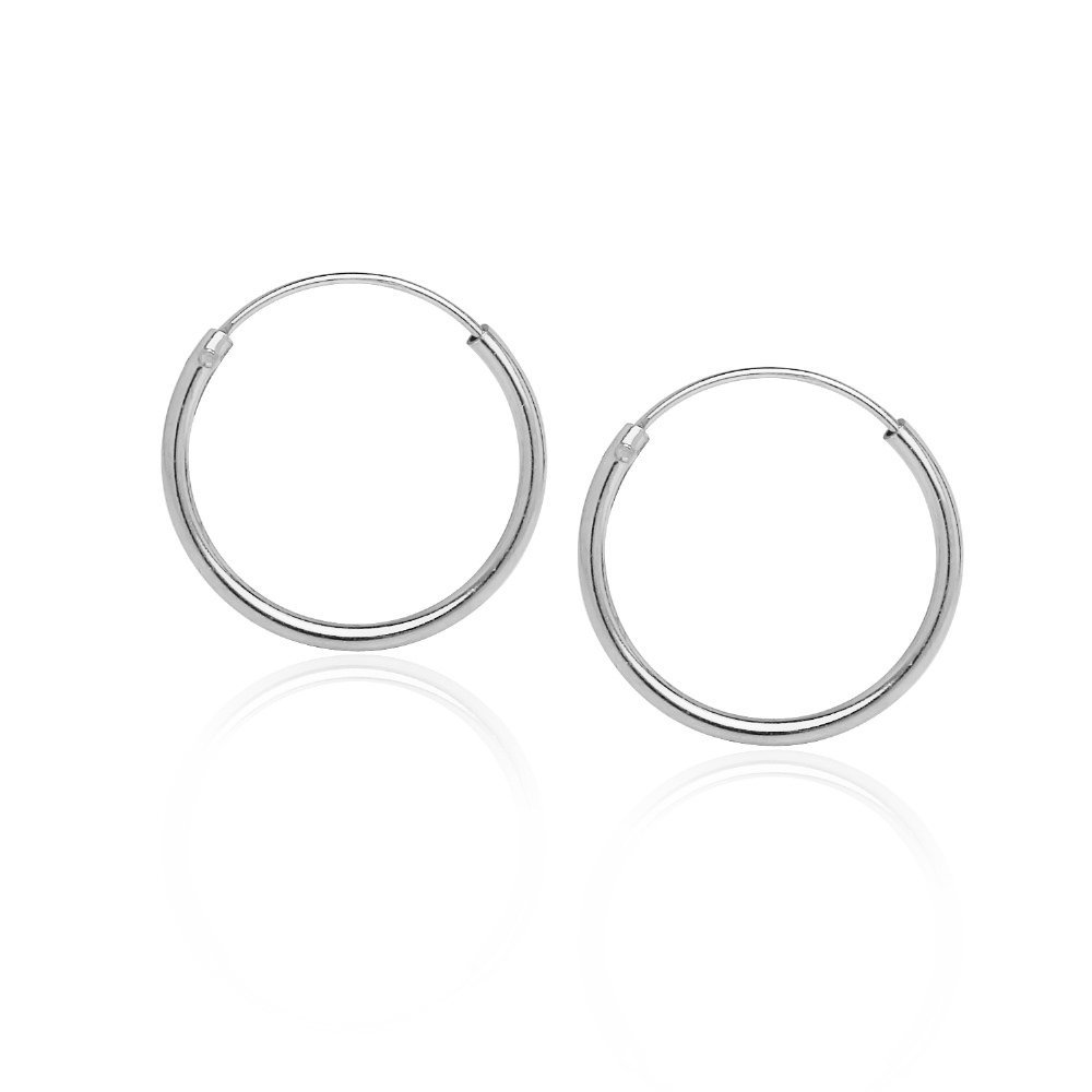 Sterling Silver 1.2mm Hoop Earrings - 24mm Endless Loop Hoops for Women | Perfect for Everyday Wear, Parties & Gifting