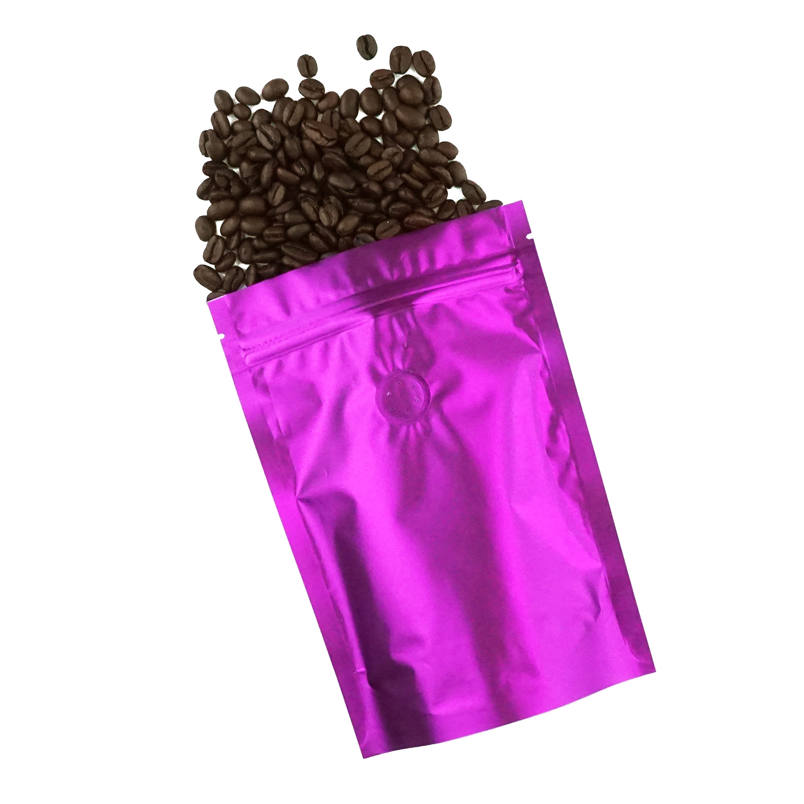 Premium Foil Coffee Bags with Zipper & Degassing Valve - Airtight Storage for Whole Bean & Ground Coffee (6oz, Purple, 50-Pack) - Perfect for Home Brewing, Coffee Shops & Gifting