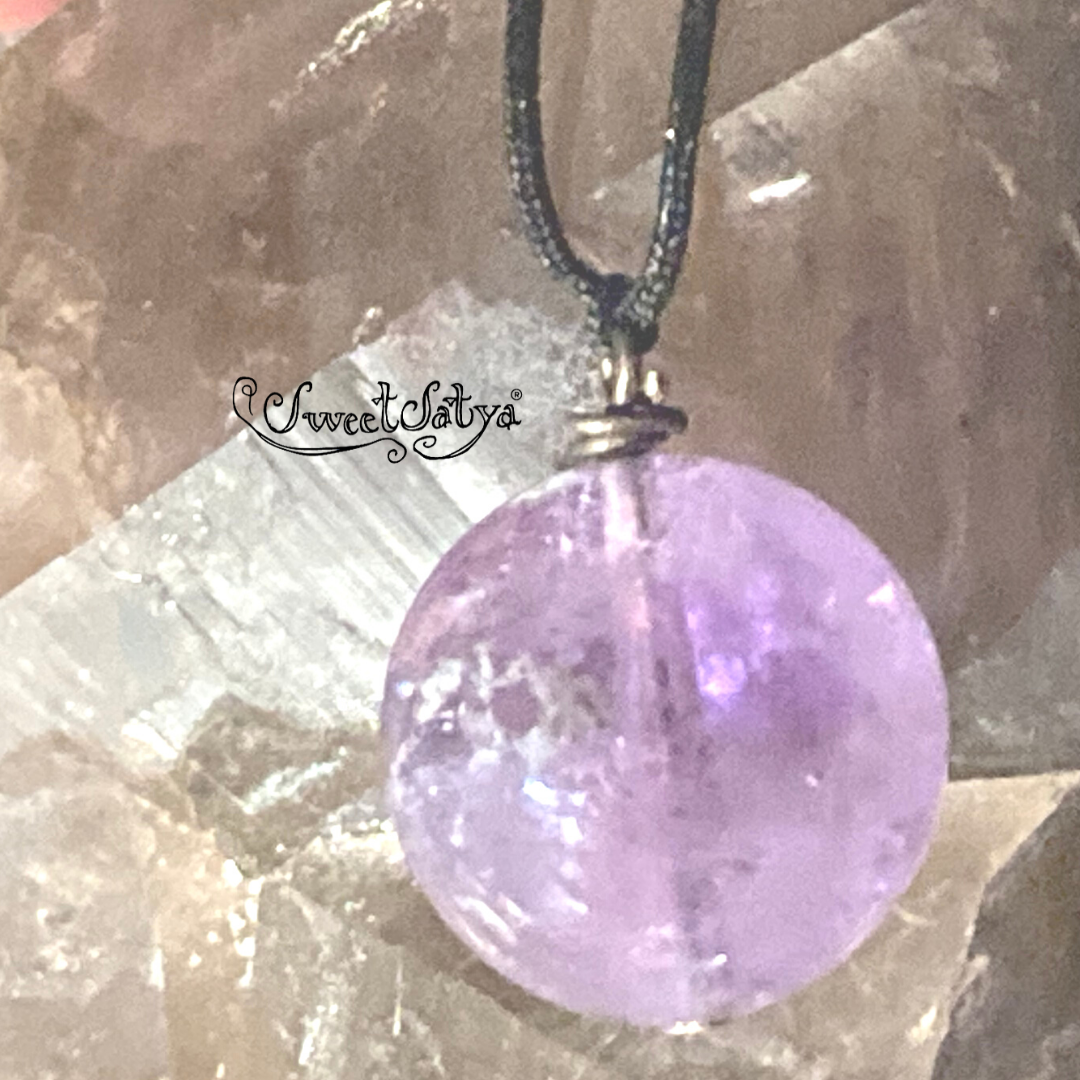 Natural Amethyst Crystal Sphere Pendant Necklace for Women – Healing Stone Jewelry for Meditation, Yoga & Spiritual Gifts