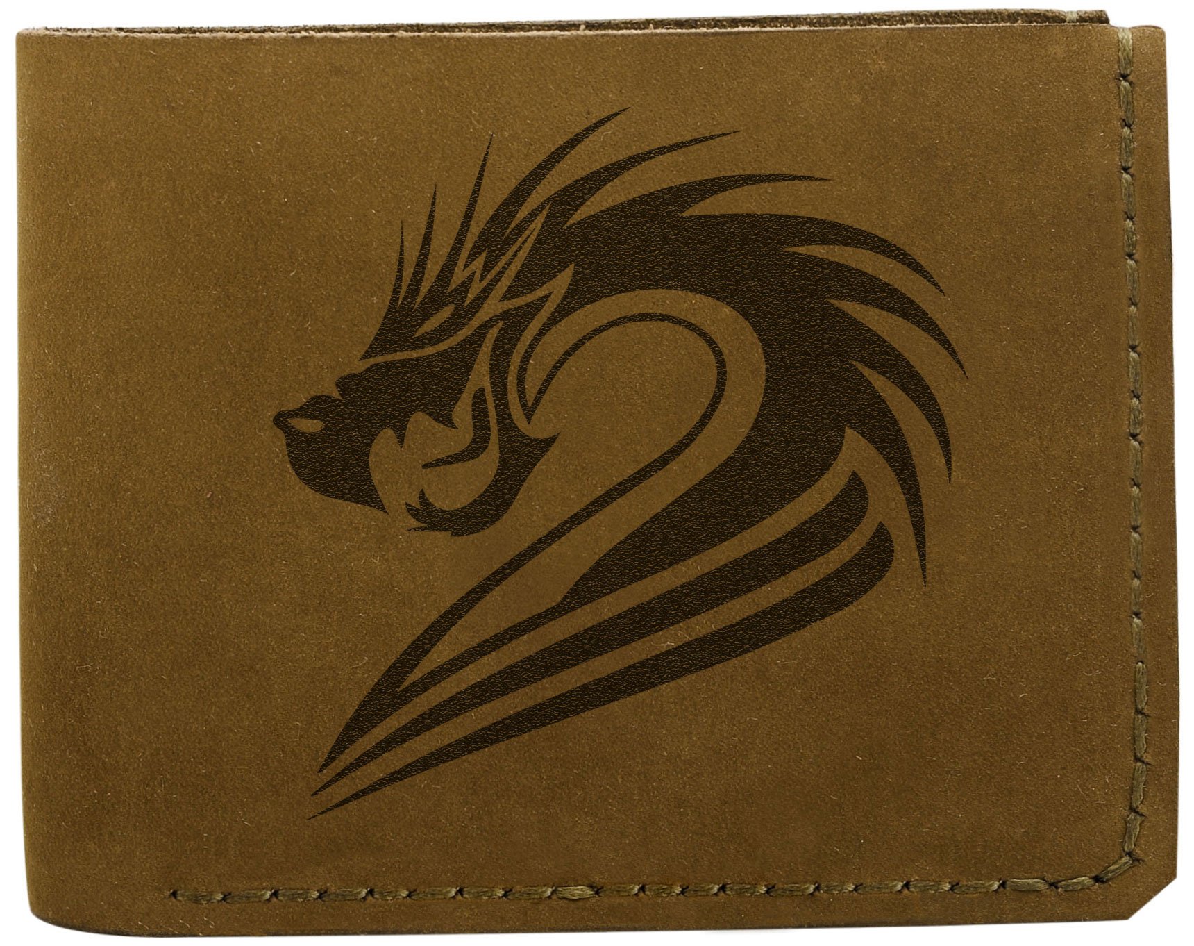 Genuine Handmade Pull-Up Leather Wallet for Men - Dragon Abstract Design - Perfect for Everyday Use, Travel & Gifting