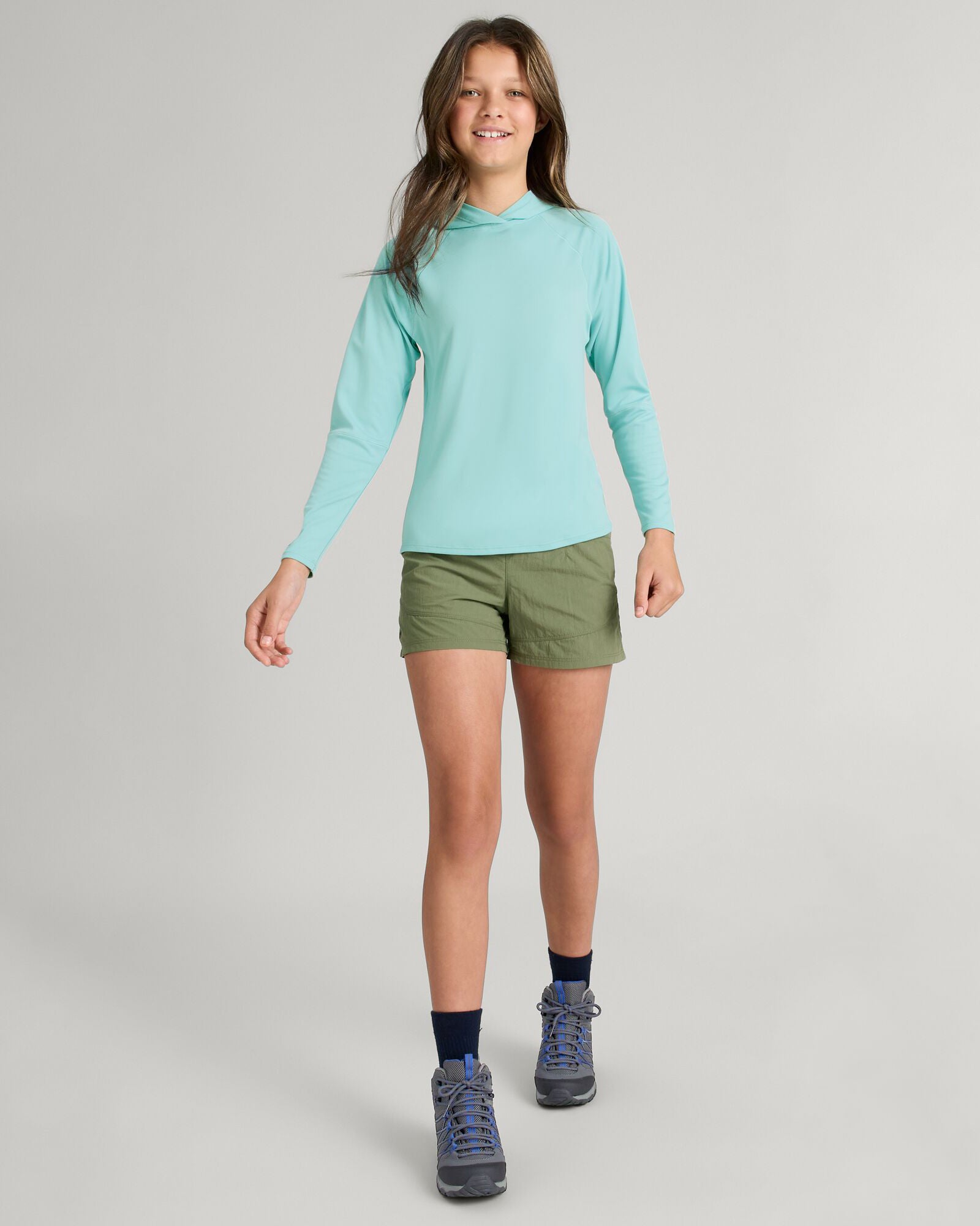SUN Stopper Youth Girls Hooded Long Sleeve Top - UPF 50+ Sun Protection, Breathable & Comfortable for Outdoor Activities, Hiking, and Beach Play