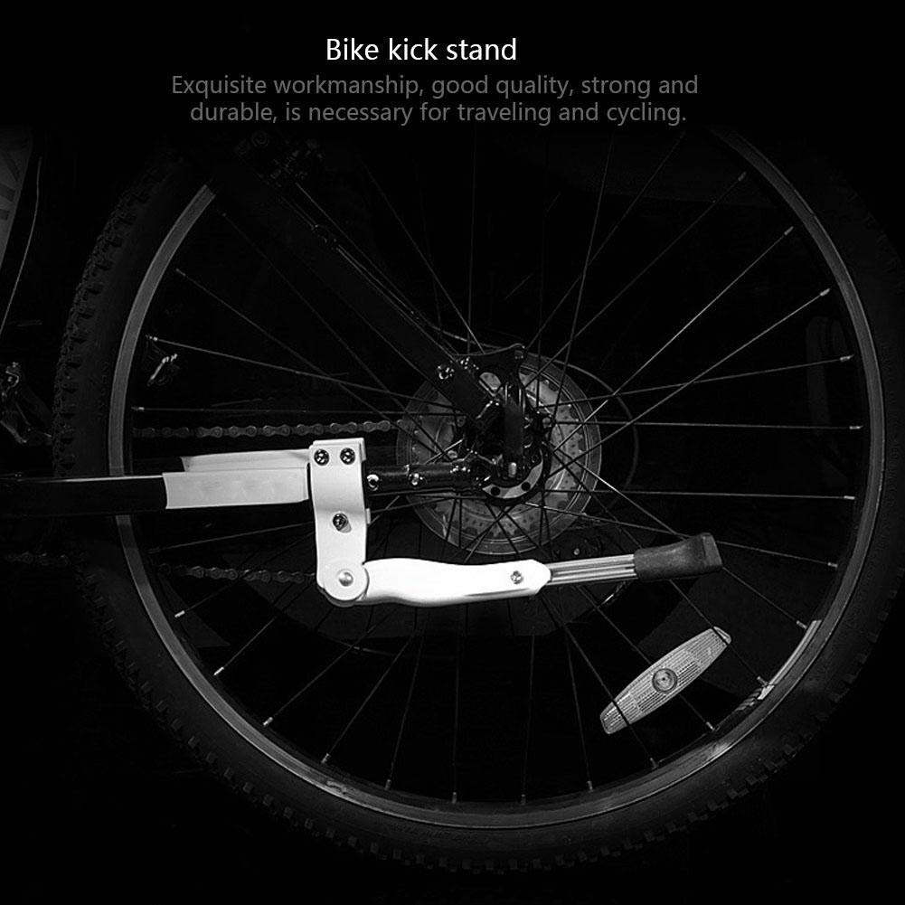 Aluminum Alloy Adjustable Bike Kickstand - Single Side Stand for Mountain & Road Bicycles - Easy Installation (White) | Perfect for Parking & Storage on Various Terrains