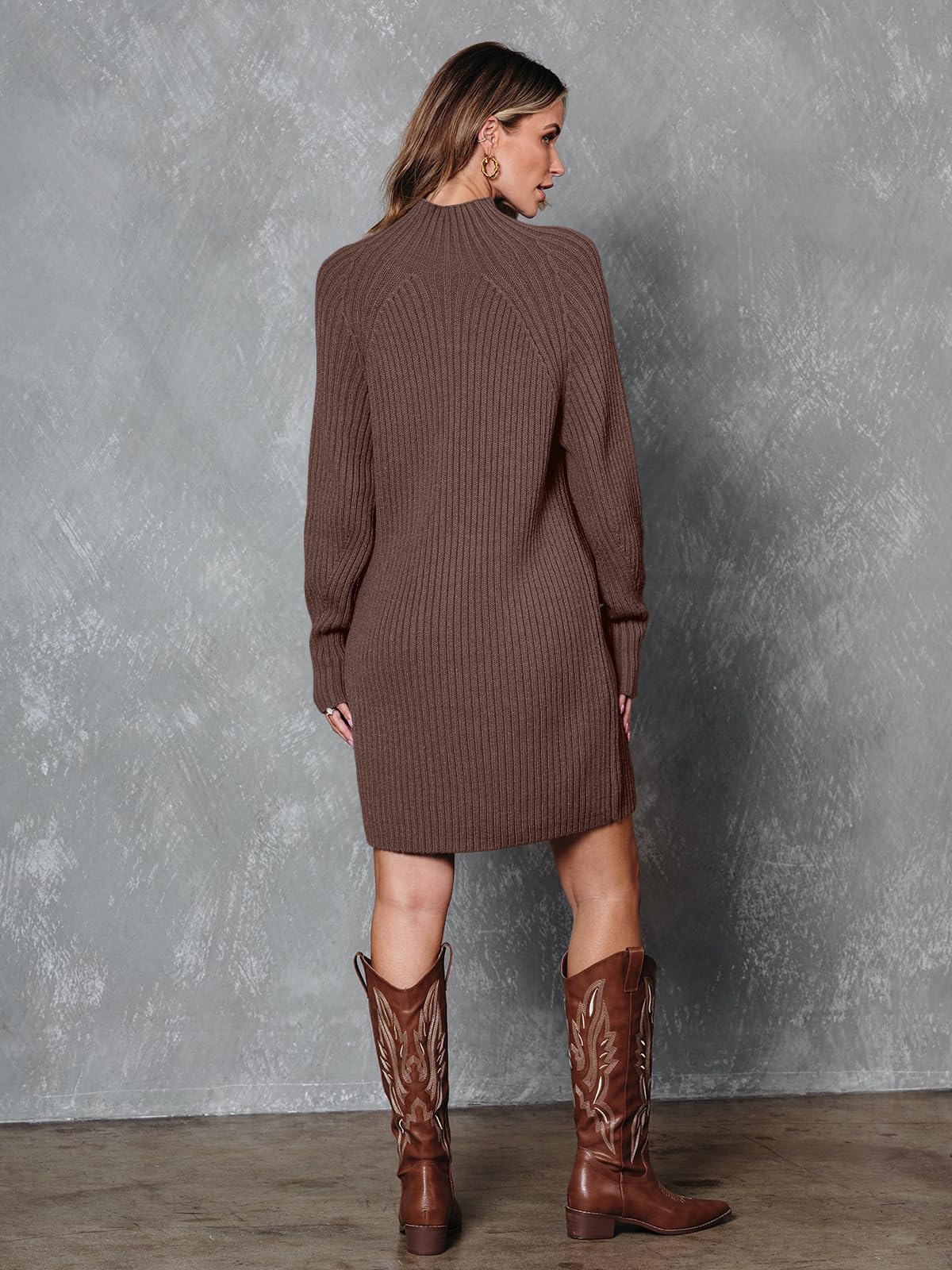 LILLUSORY Women's Knit Sweater Dresses 2025 Fall Fashion - Mock Neck, Long Lantern Sleeve, Oversized Outfits | Cozy Casual Wear for Office, Dates & Autumn Layering