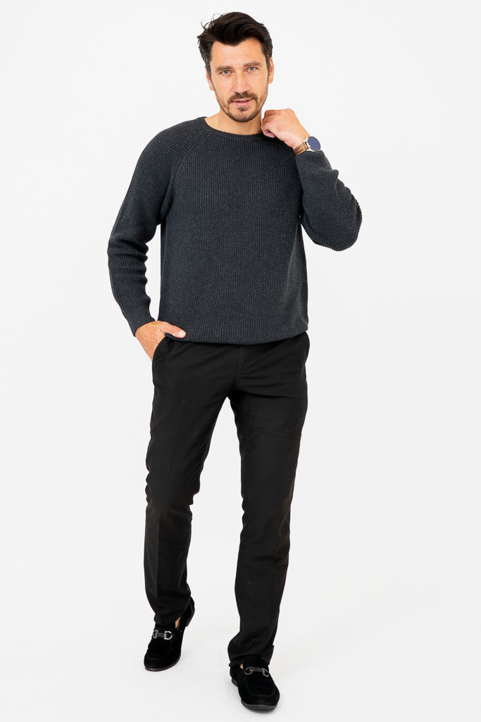 Jackson Men's Cotton Sweater - Charcoal Gray, Soft & Comfortable Pullover for Casual Wear, Office, and Outdoor Activities