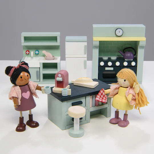 Miniature Wooden Dollhouse Kitchen Furniture Set - Handcrafted Dovetail Joints for Durability | Perfect for Dollhouse Decor, DIY Projects & Collectors