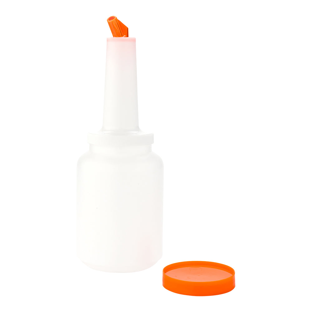 Bar Lux 2 Quart (2 qt) Plastic Quick Pour Storage Container Bottle with Orange Spout & Lid - 4.75