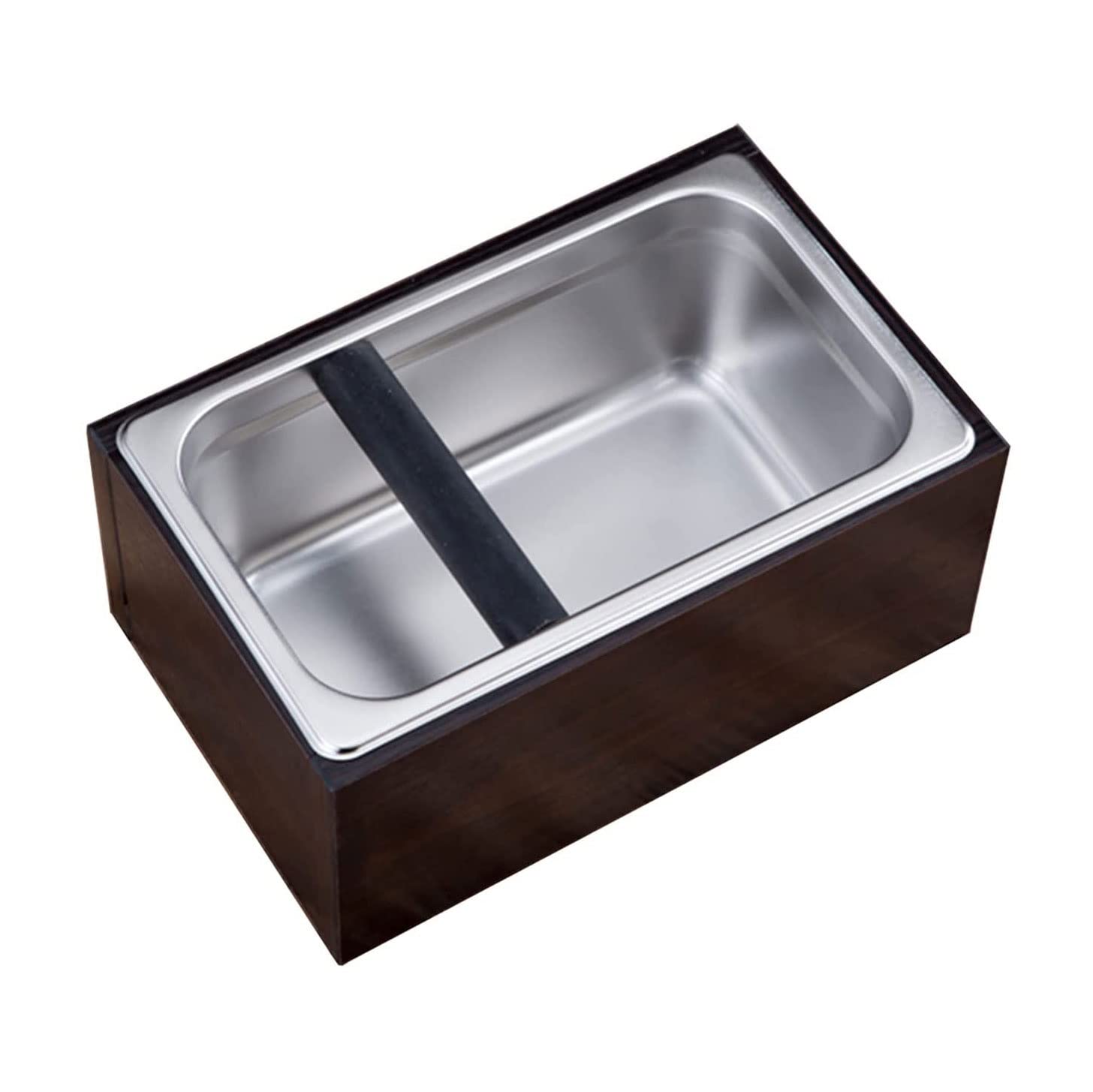 Stainless Steel Coffee Knock Box with Wood Base - Barista Grounds Container, Coffee Residue Bin & Grind Waste Bucket for Espresso Machine Accessories - Perfect for Home & Commercial Coffee Stations