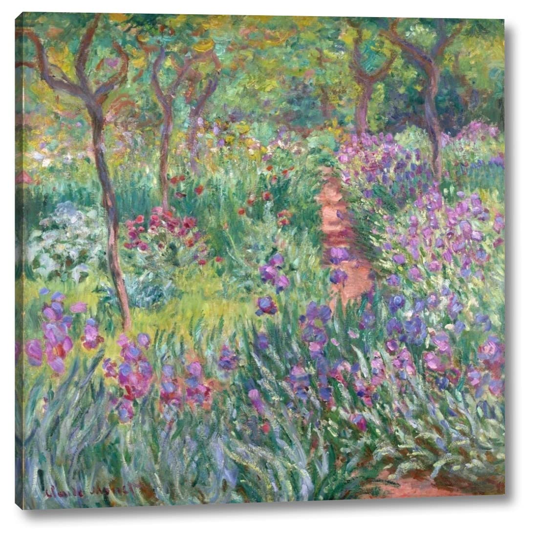 Claude Monet The Artist's Garden at Giverny - 38x38 Inch Canvas Art Print Gallery Wrapped - Wall Decor for Living Room, Bedroom & Office - Ready to Hang Impressionist Painting Reproduction
