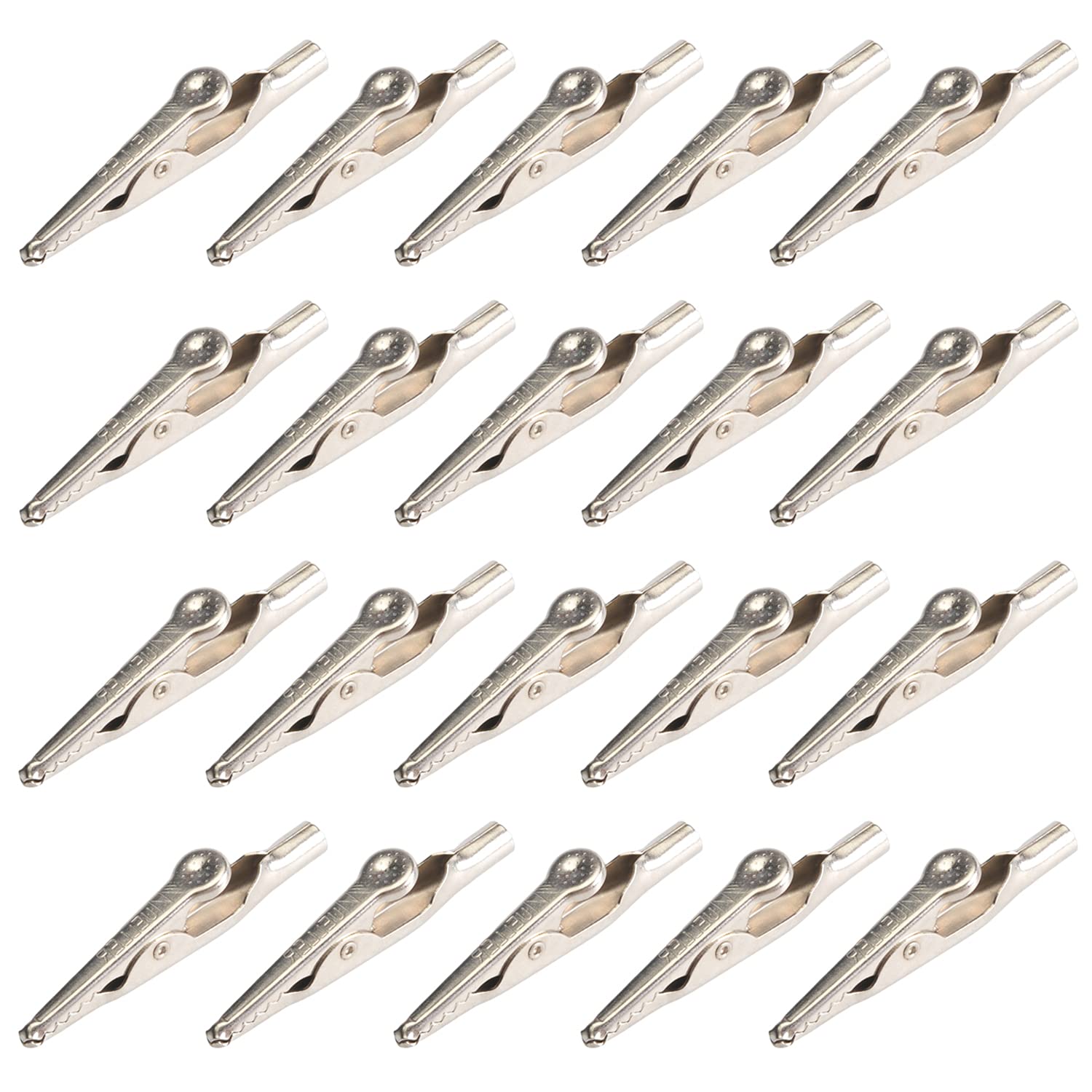55Pcs 50mm Nickel Plated Metal Alligator Clips - Spring Loaded Electrical Test Clamps for Laboratory, DIY Electronics, Circuit Testing & Cable Connections - Durable Crocodile Clips for Secure Wire Gripping