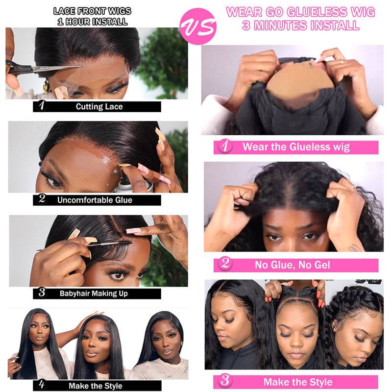 Eullair Kinky Curly Human Hair Wig - Glueless 6x4 & 5x5 Lace Front Wig with Pre-Cut Lace | Beginner Friendly | 30s Quick Install | Natural Black | Perfect for Daily Wear, Cosplay & Special Occasions